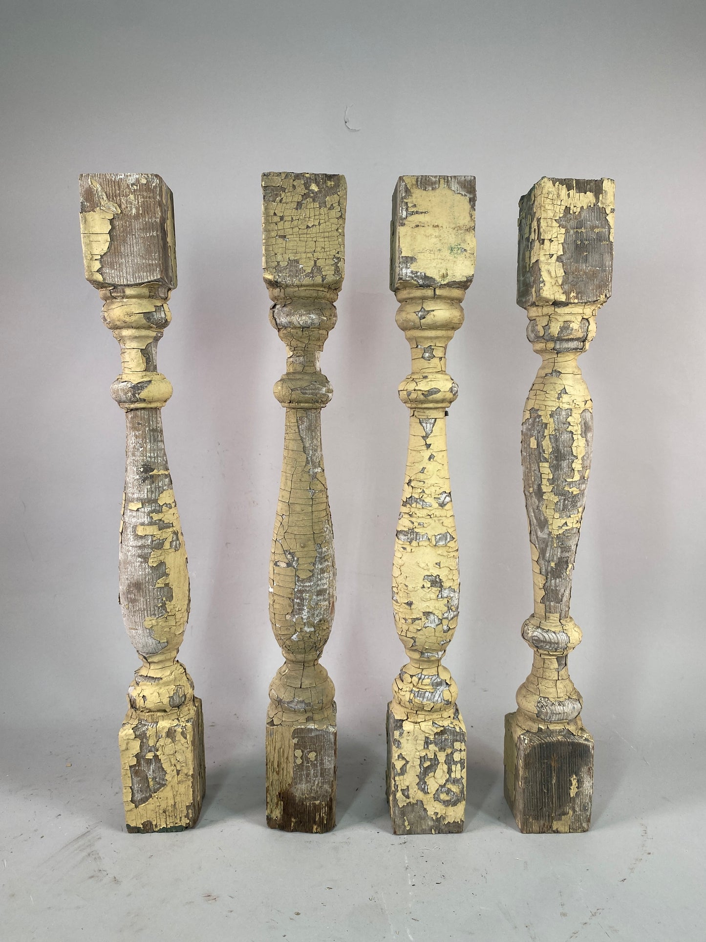 Balusters - 4 Vintage Yellow Wood Balusters, Reclaimed Spindles, Architectural Salvage, A27 by The Old Grainery (Decorativ...
