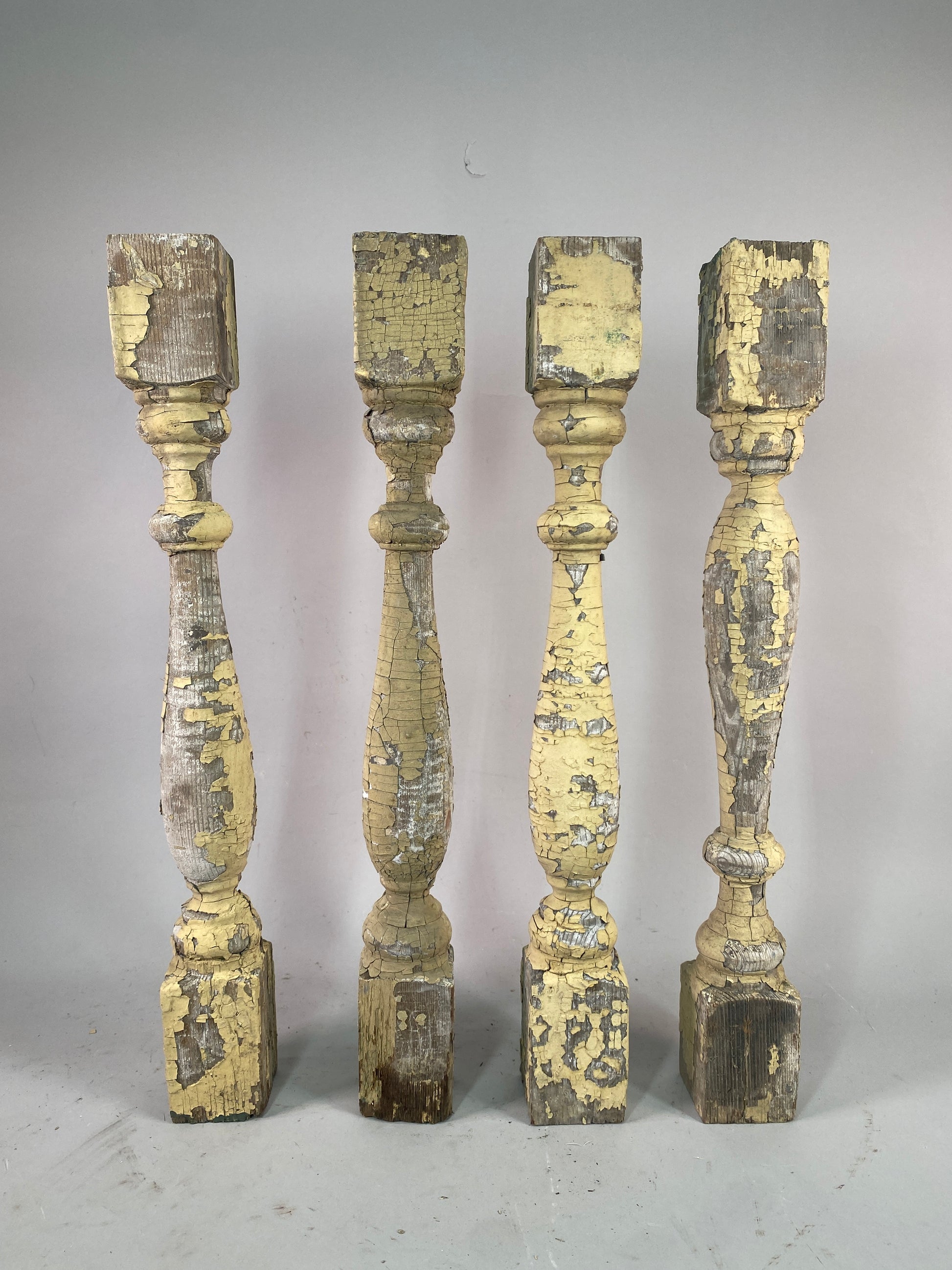 Balusters - 4 Vintage Yellow Wood Balusters, Reclaimed Spindles, Architectural Salvage, A27 by The Old Grainery (Decorativ...