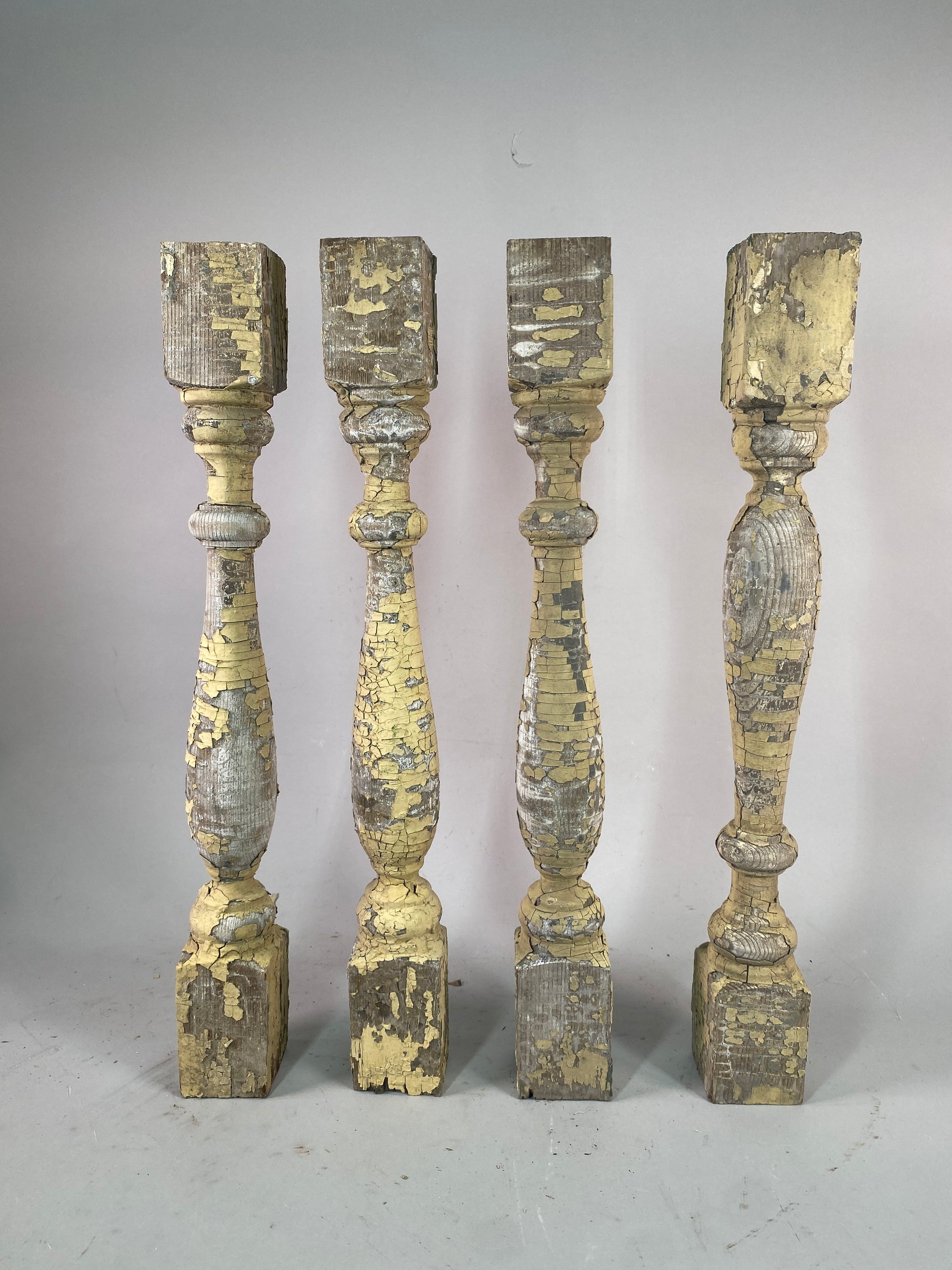 Balusters - 4 Vintage Yellow Wood Balusters, Reclaimed Spindles, Architectural Salvage, A27 by The Old Grainery (Decorativ...