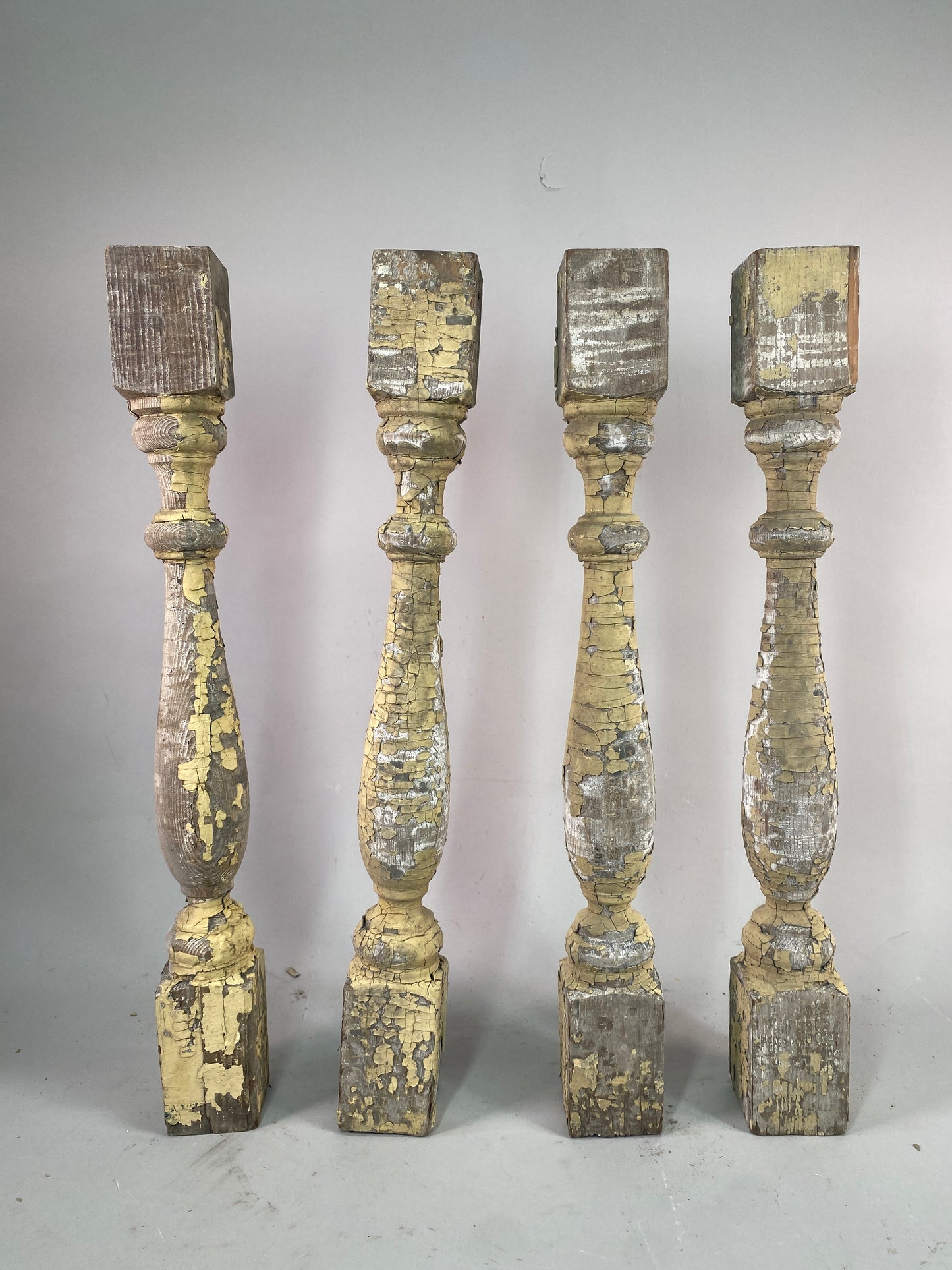 Balusters - 4 Vintage Yellow Wood Balusters, Reclaimed Spindles, Architectural Salvage, A28 by The Old Grainery (art and c...
