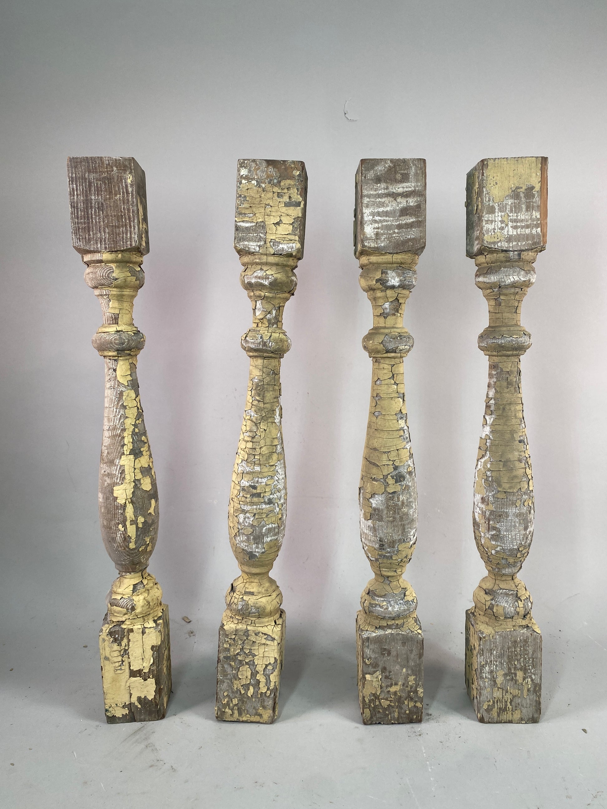 Balusters - 4 Vintage Yellow Wood Balusters, Reclaimed Spindles, Architectural Salvage, A28 by The Old Grainery (art and c...