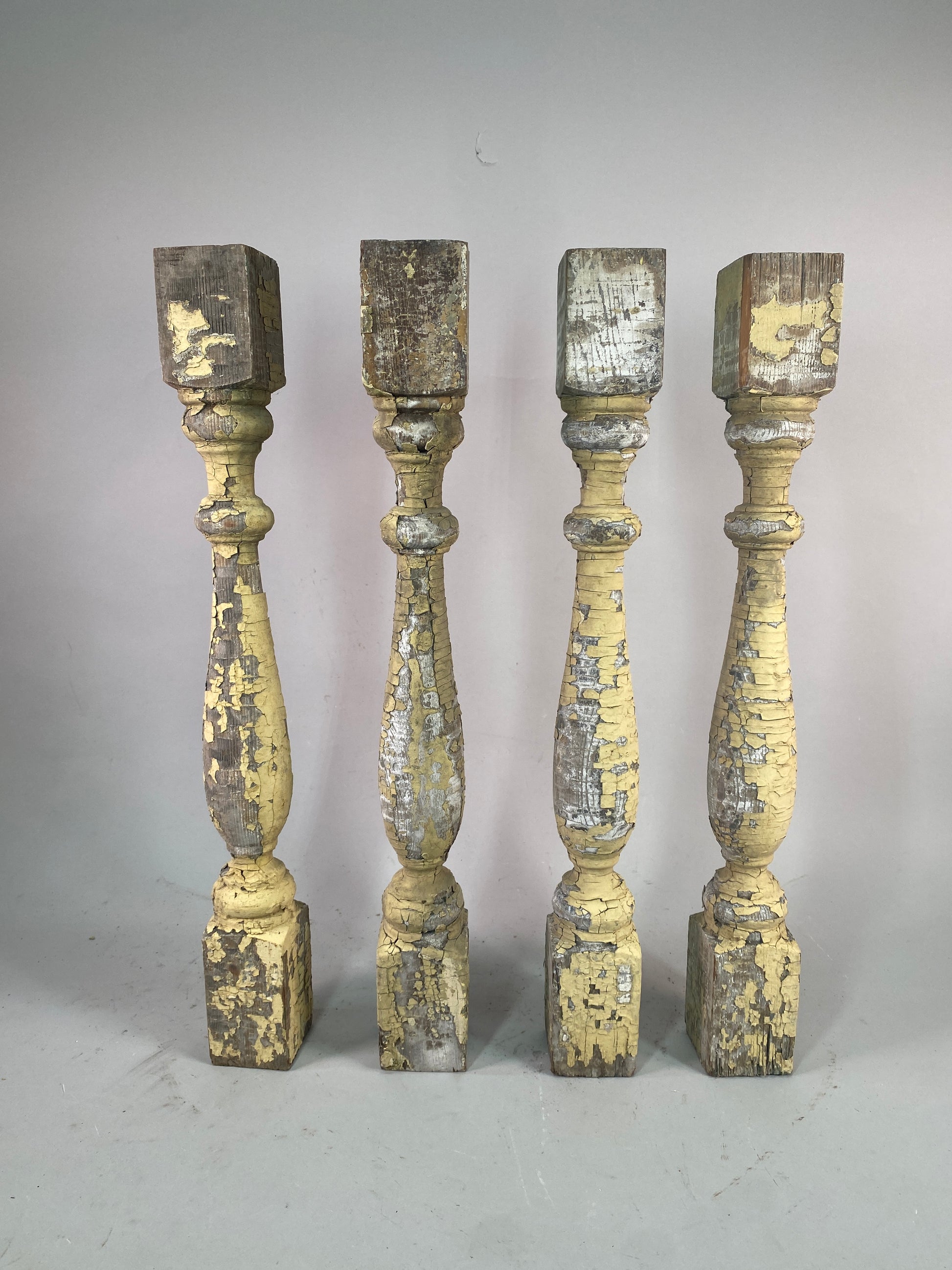 Balusters - 4 Vintage Yellow Wood Balusters, Reclaimed Spindles, Architectural Salvage, A28 by The Old Grainery (art and c...