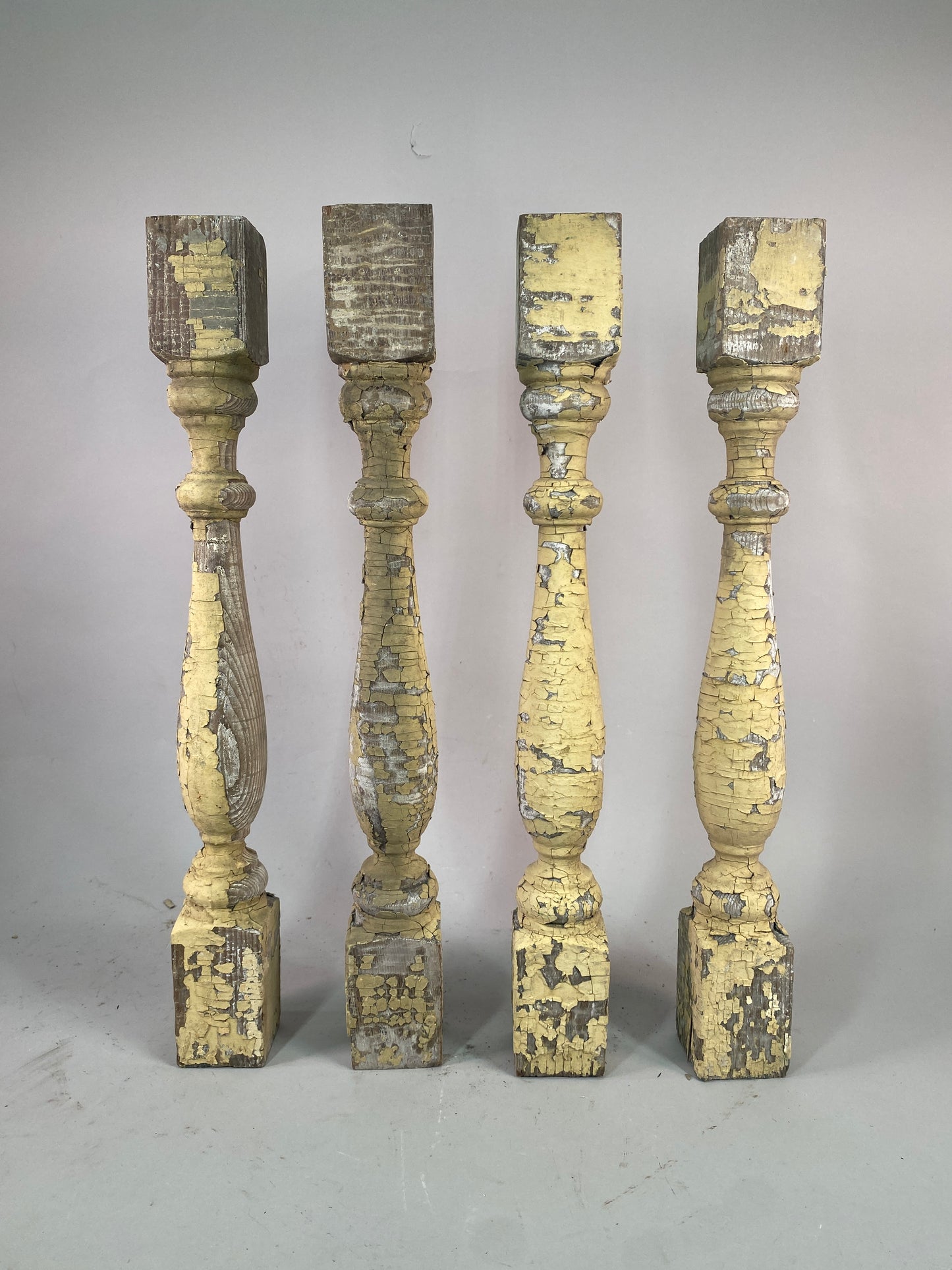 Balusters - 4 Vintage Yellow Wood Balusters, Reclaimed Spindles, Architectural Salvage, A28 by The Old Grainery (art and c...