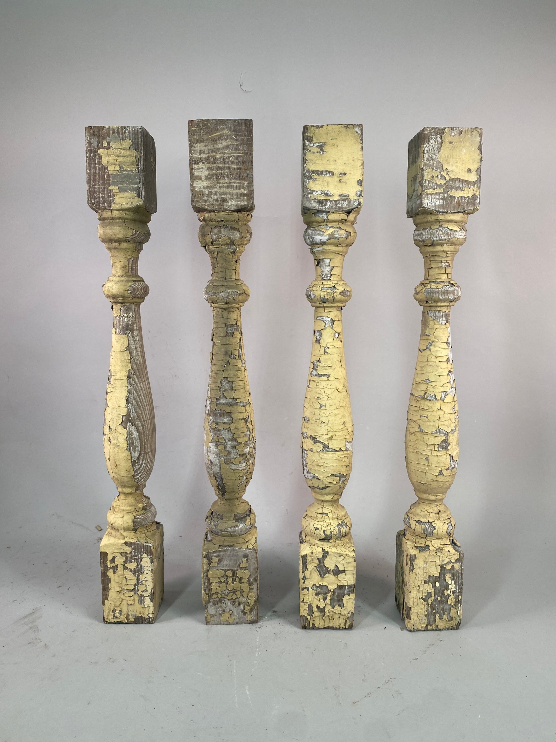 Balusters - 4 Vintage Yellow Wood Balusters, Reclaimed Spindles, Architectural Salvage, A28 by The Old Grainery (art and c...