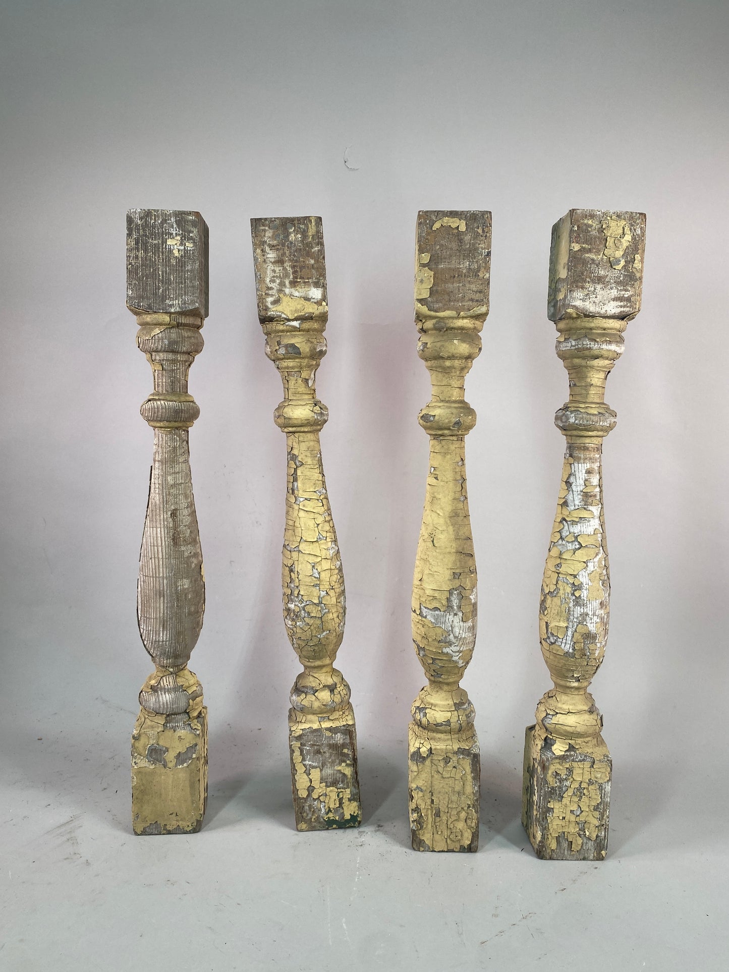 Balusters - 4 Vintage Yellow Wood Balusters, Reclaimed Spindles, Architectural Salvage, A28 by The Old Grainery (art and c...
