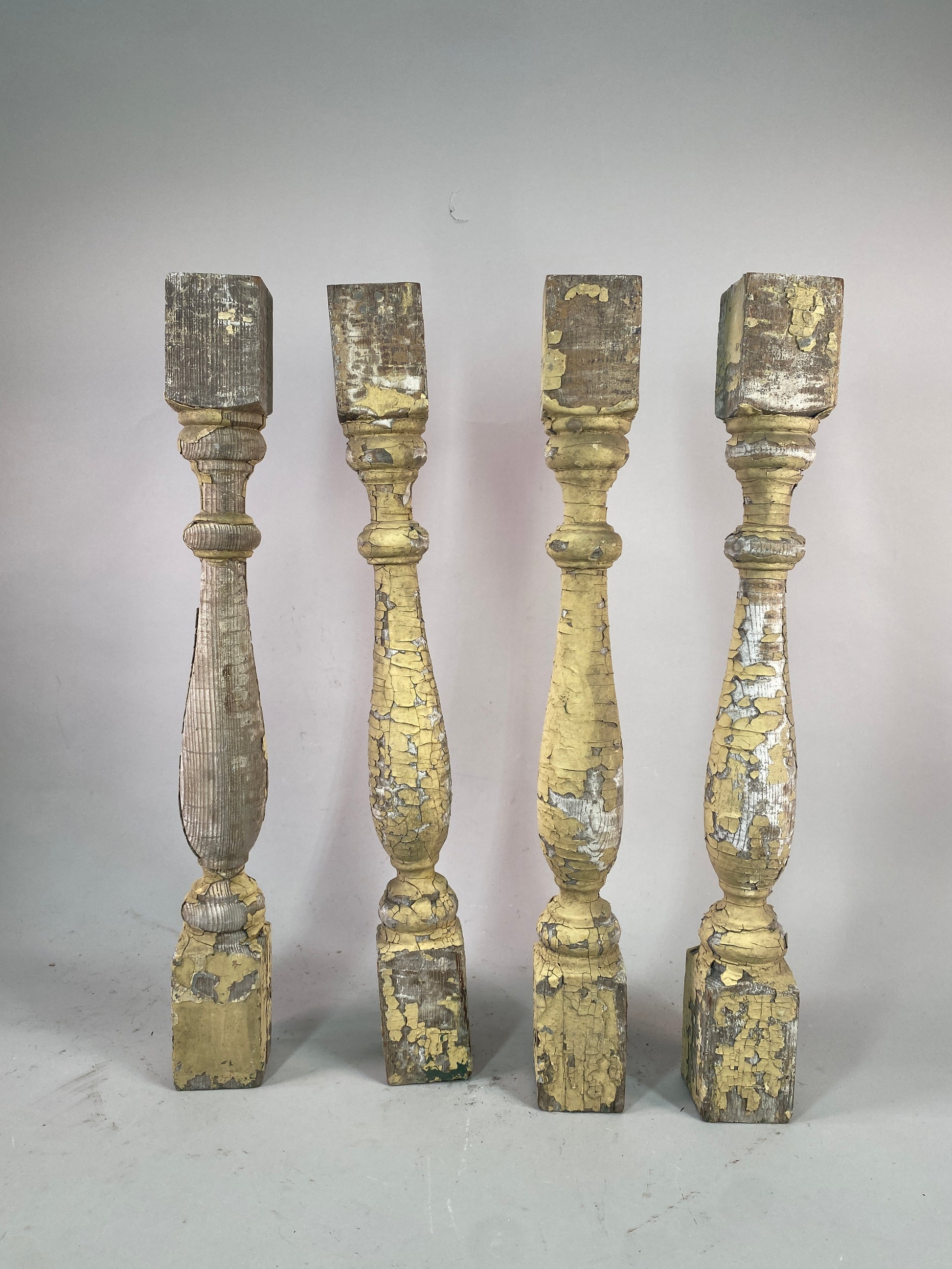 Balusters - 4 Vintage Yellow Wood Balusters, Reclaimed Spindles, Architectural Salvage, A28 by The Old Grainery (art and c...