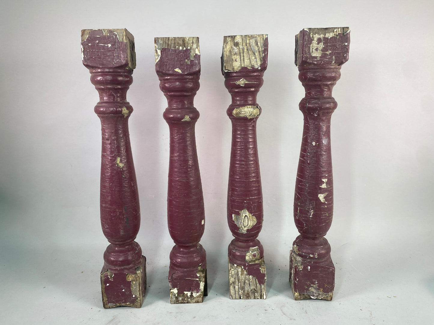 Balusters - 4 Vintage Burgundy Wood Balusters, Reclaimed Spindles, Architectural Salvage, M by The Old Grainery (Architect...