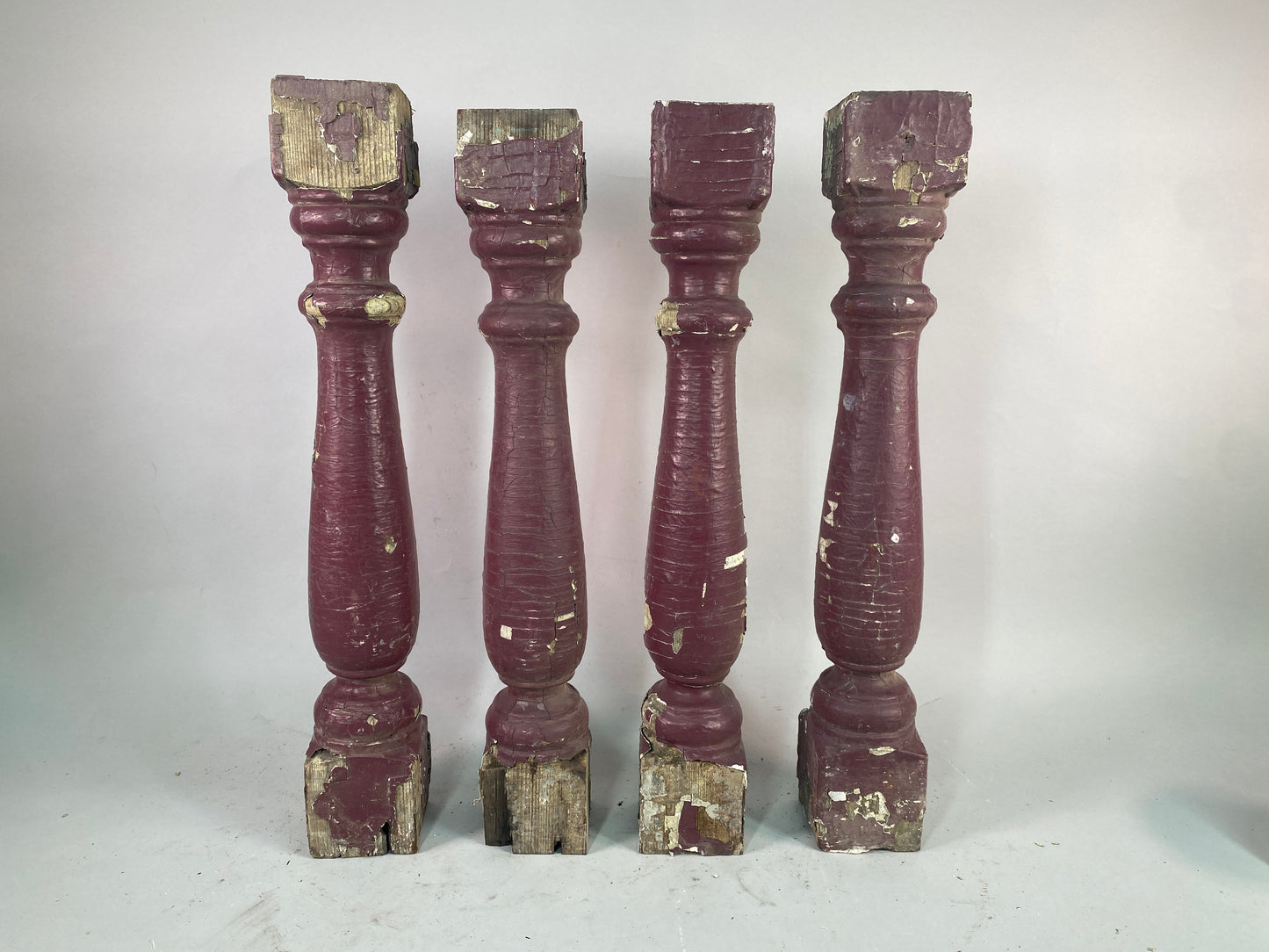 Balusters - 4 Vintage Burgundy Wood Balusters, Reclaimed Spindles, Architectural Salvage, M by The Old Grainery (Architect...