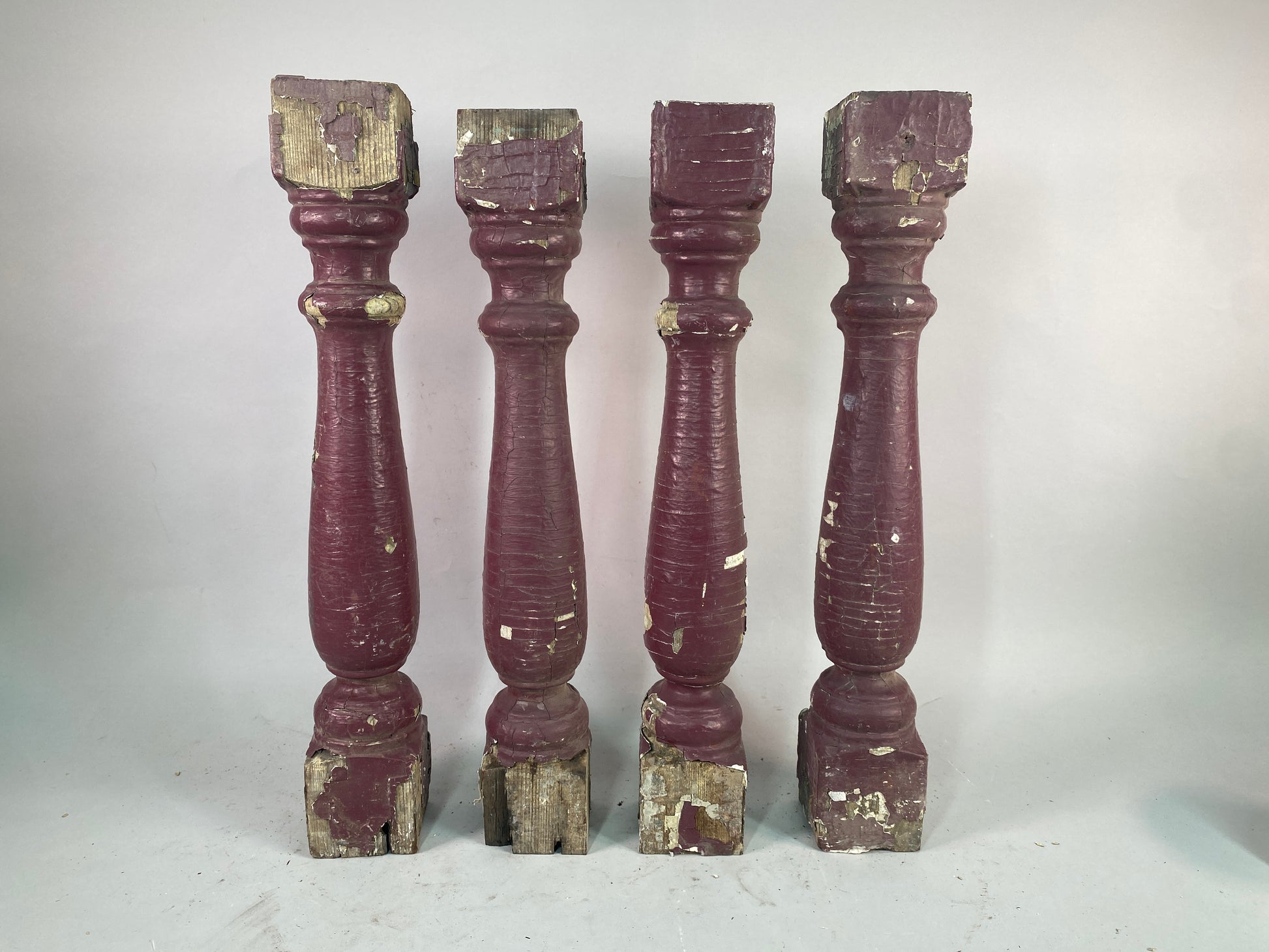 Balusters - 4 Vintage Burgundy Wood Balusters, Reclaimed Spindles, Architectural Salvage, M by The Old Grainery (Architect...