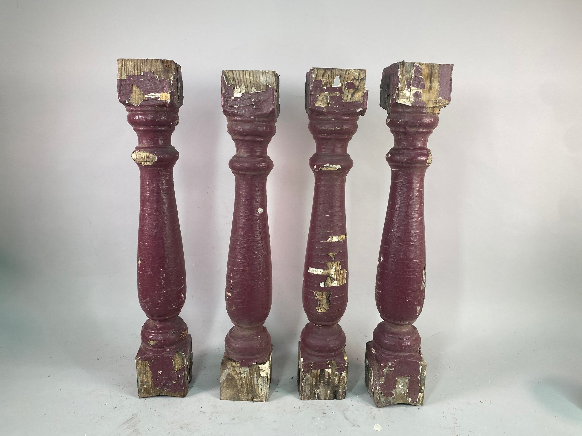 Balusters - 4 Vintage Burgundy Wood Balusters, Reclaimed Spindles, Architectural Salvage, M by The Old Grainery (Architect...