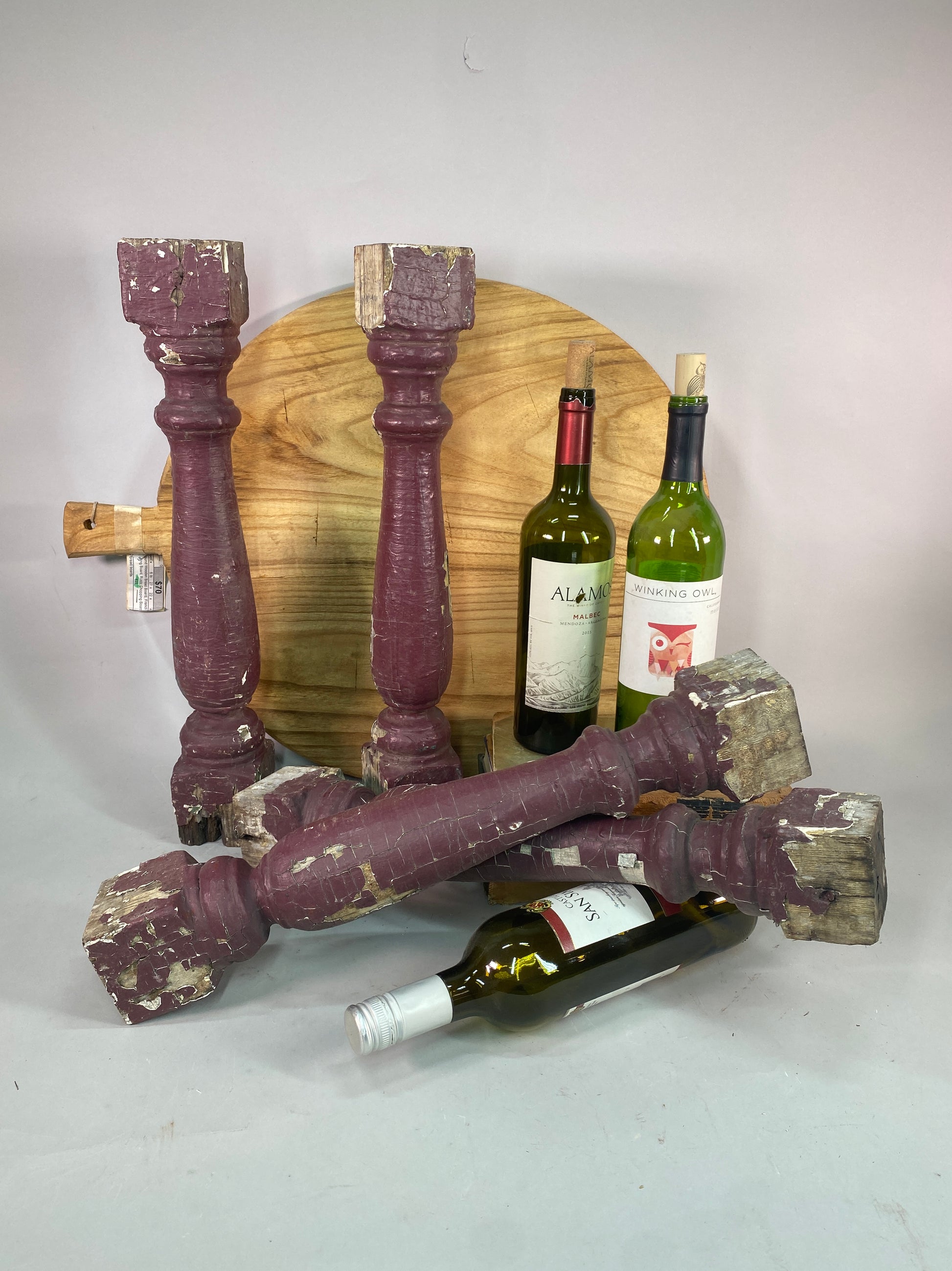 Balusters - 4 Vintage Burgundy Wood Balusters, Reclaimed Spindles, Architectural Salvage, P by The Old Grainery (Architect...