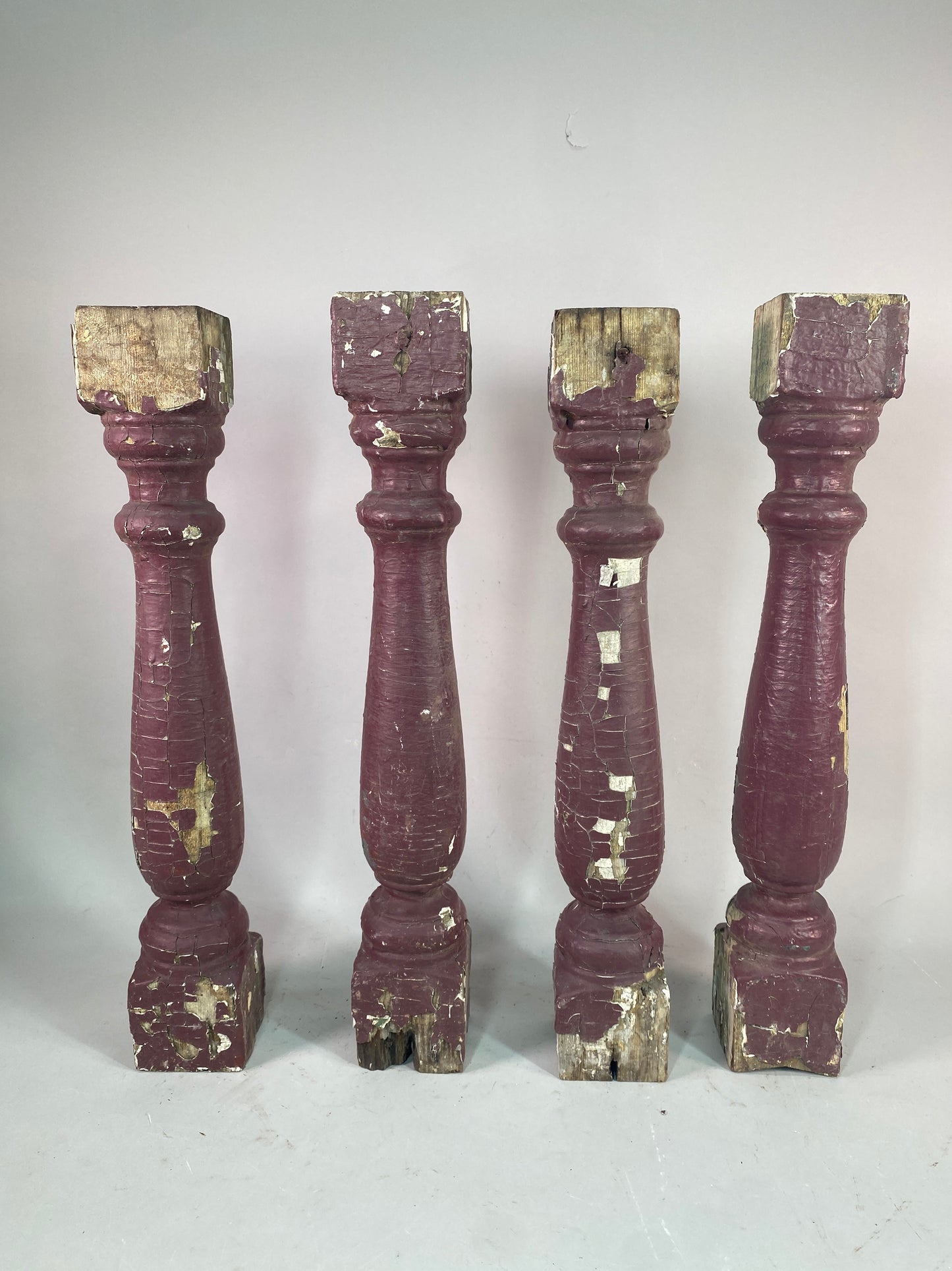 Balusters - 4 Vintage Burgundy Wood Balusters, Reclaimed Spindles, Architectural Salvage, P by The Old Grainery (Architect...