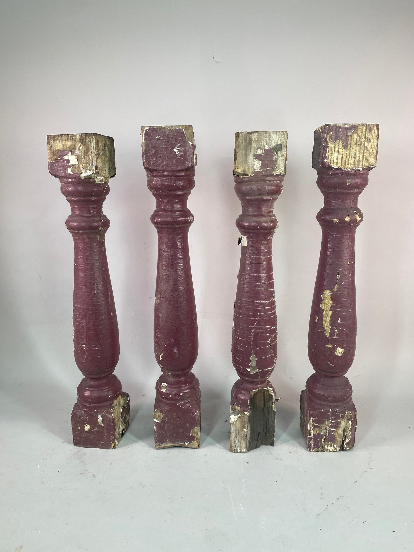 Balusters - 4 Vintage Burgundy Wood Balusters, Reclaimed Spindles, Architectural Salvage, P by The Old Grainery (Architect...