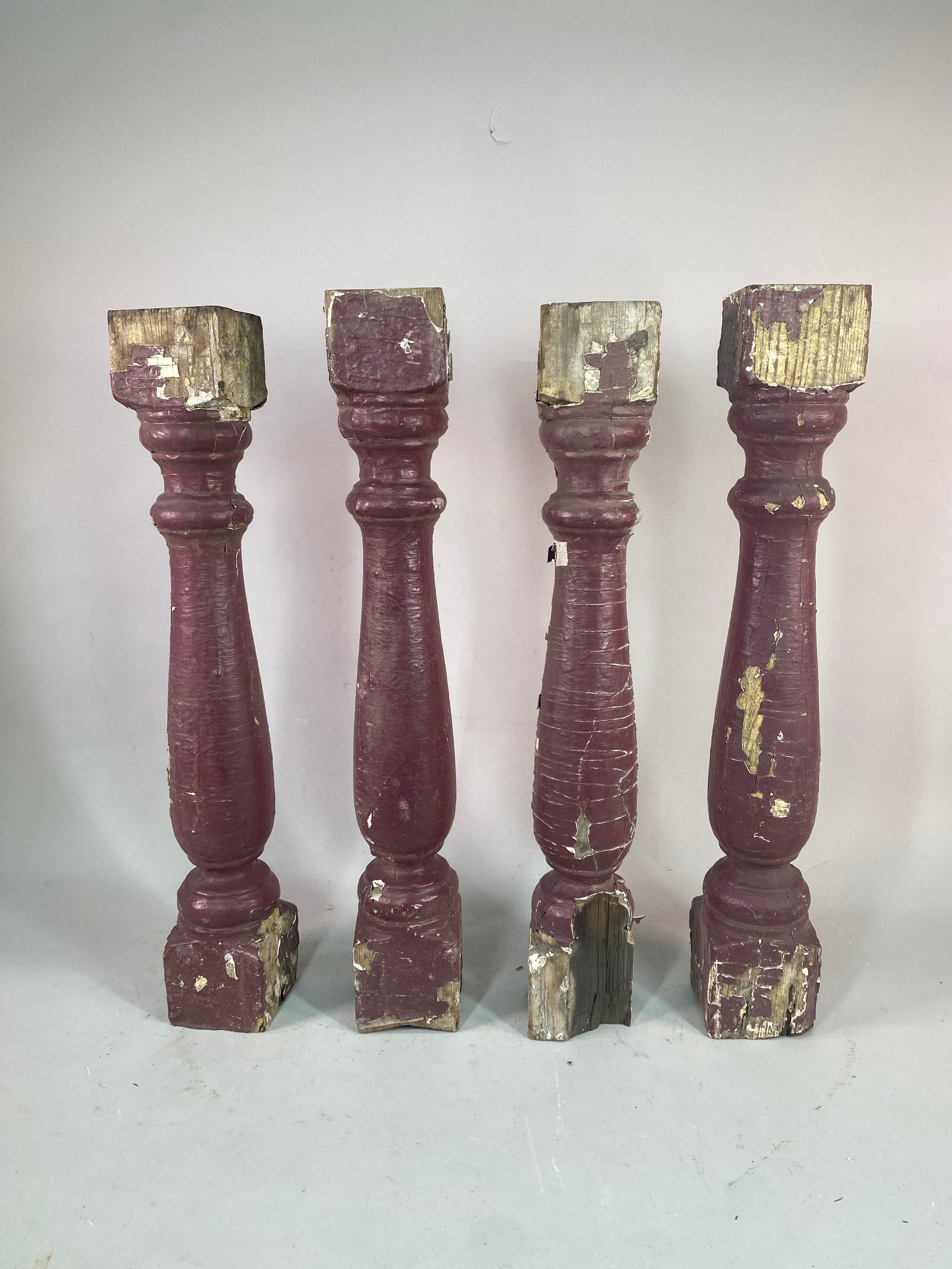 Balusters - 4 Vintage Burgundy Wood Balusters, Reclaimed Spindles, Architectural Salvage, P by The Old Grainery (Architect...