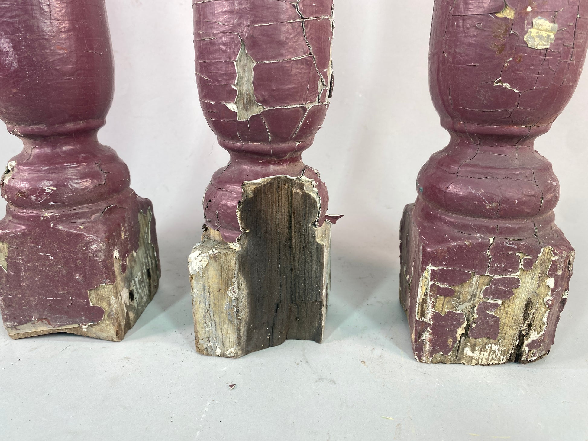 Balusters - 4 Vintage Burgundy Wood Balusters, Reclaimed Spindles, Architectural Salvage, P by The Old Grainery (Architect...
