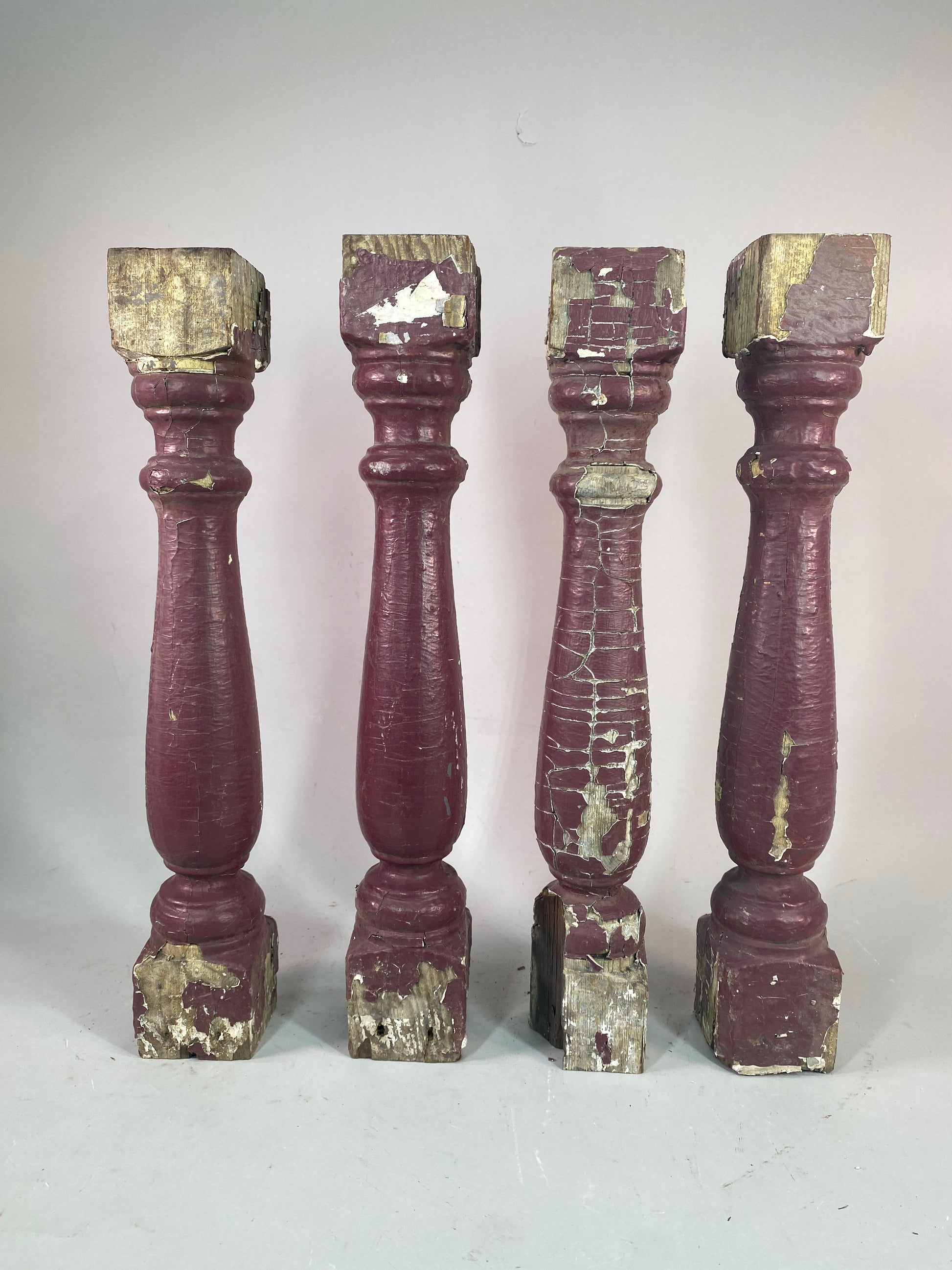 Balusters - 4 Vintage Burgundy Wood Balusters, Reclaimed Spindles, Architectural Salvage, P by The Old Grainery (Architect...