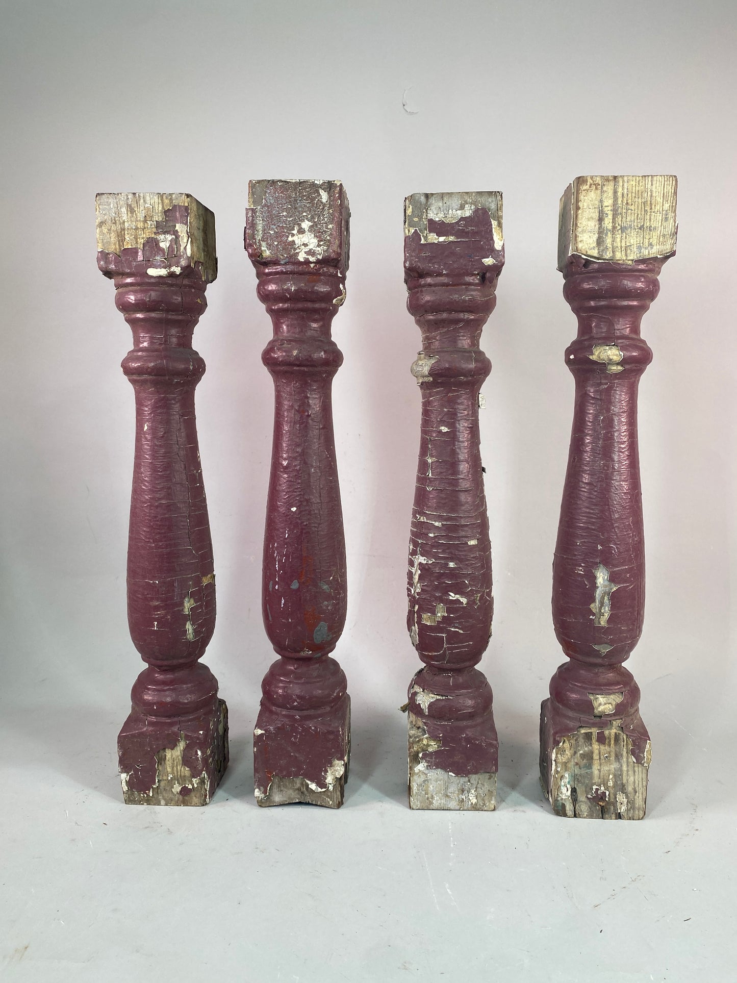 Balusters - 4 Vintage Burgundy Wood Balusters, Reclaimed Spindles, Architectural Salvage, P by The Old Grainery (Architect...