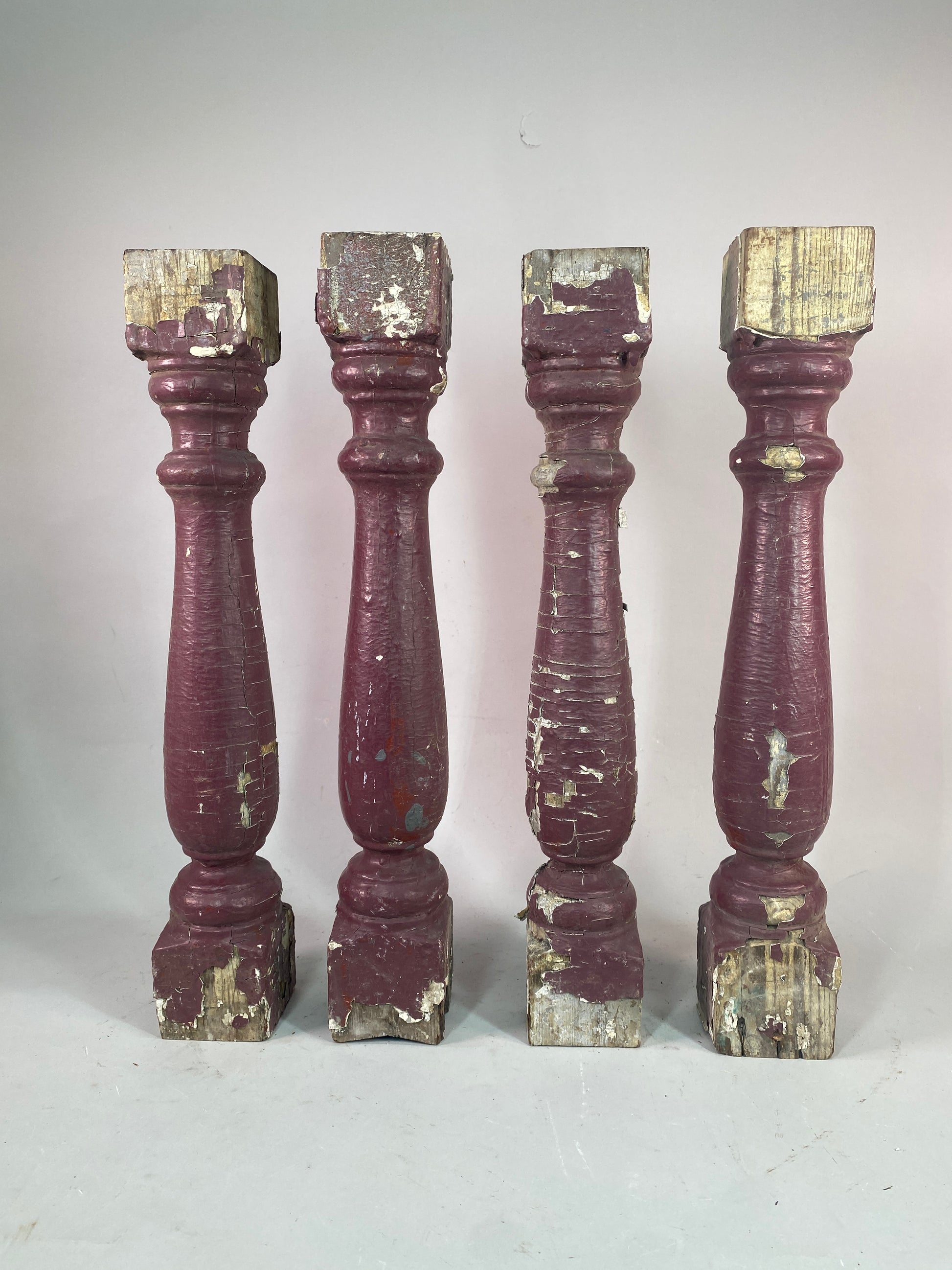 Balusters - 4 Vintage Burgundy Wood Balusters, Reclaimed Spindles, Architectural Salvage, P by The Old Grainery (Architect...