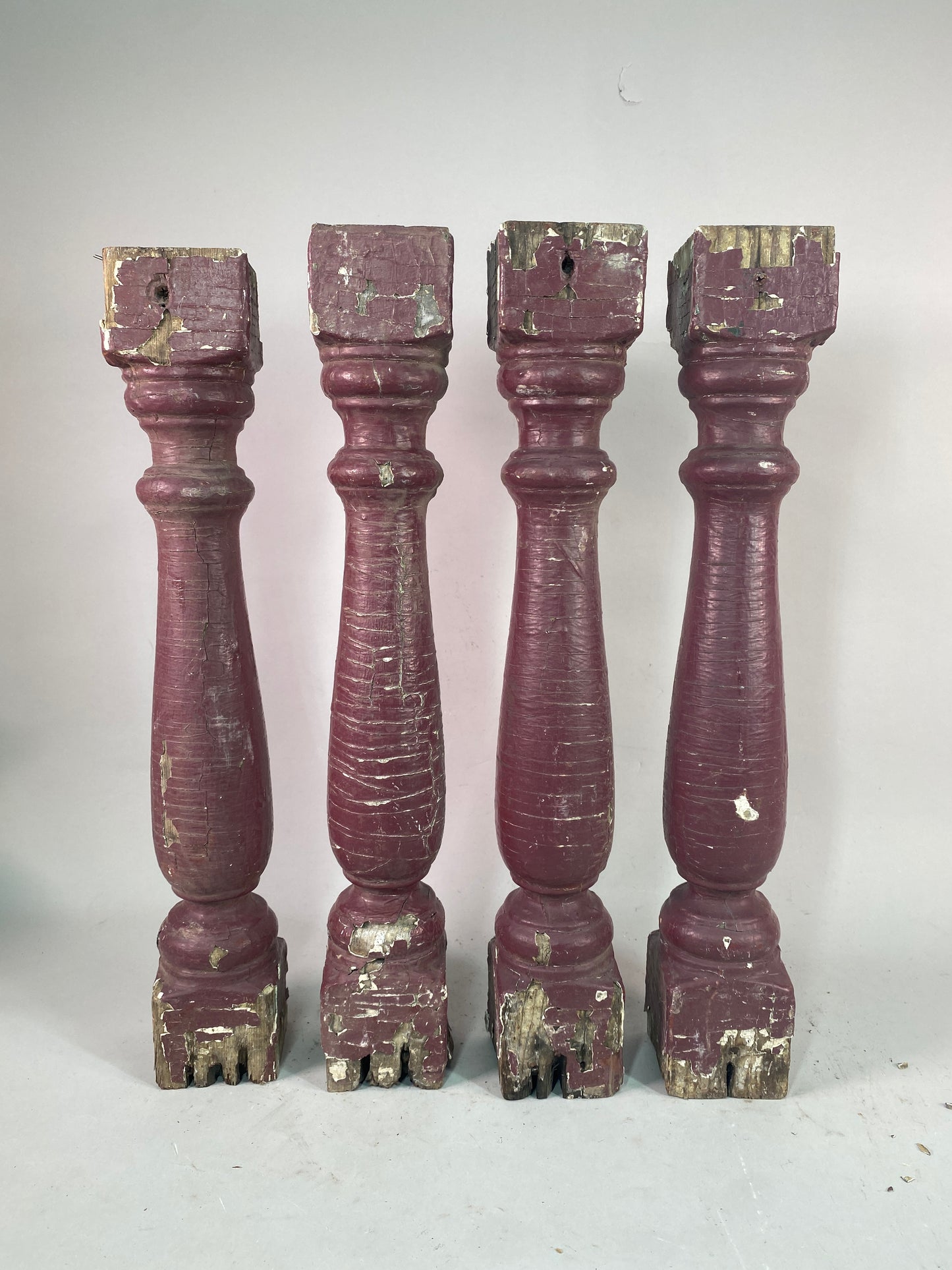 Balusters - 4 Vintage Burgundy Wood Balusters, Reclaimed Spindles, Architectural Salvage, O by The Old Grainery (Architect...