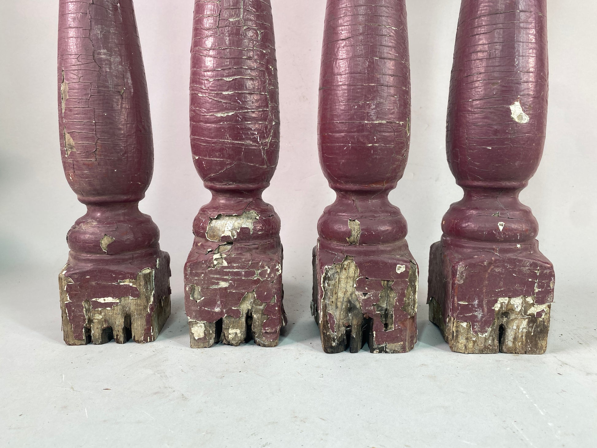 Balusters - 4 Vintage Burgundy Wood Balusters, Reclaimed Spindles, Architectural Salvage, O by The Old Grainery (Architect...