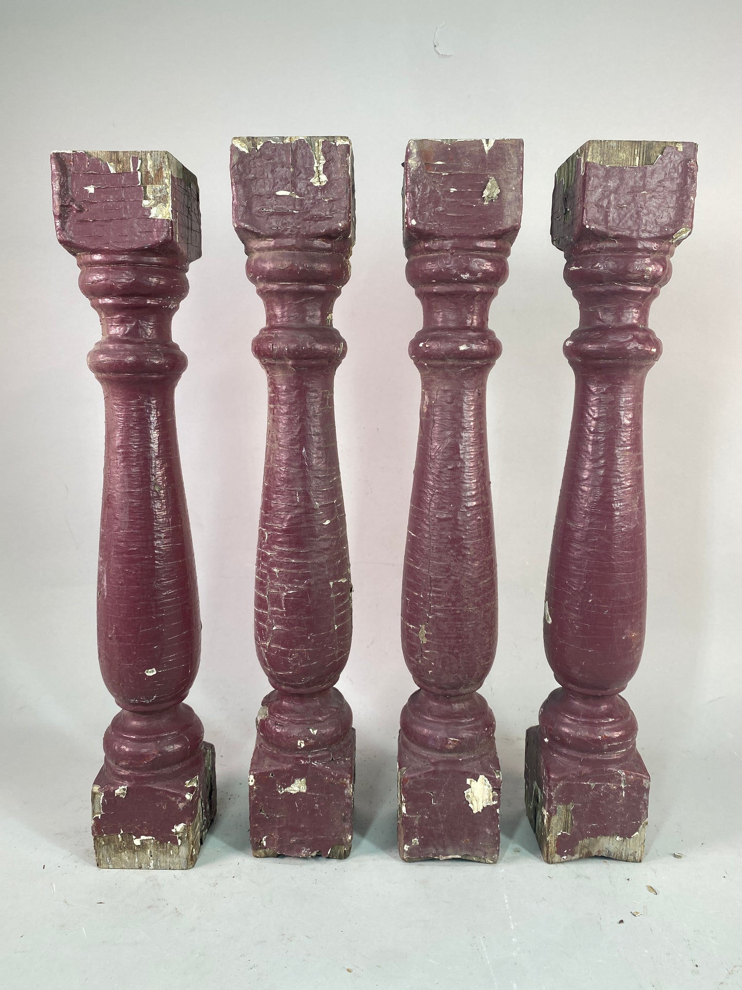 Balusters - 4 Vintage Burgundy Wood Balusters, Reclaimed Spindles, Architectural Salvage, O by The Old Grainery (Architect...