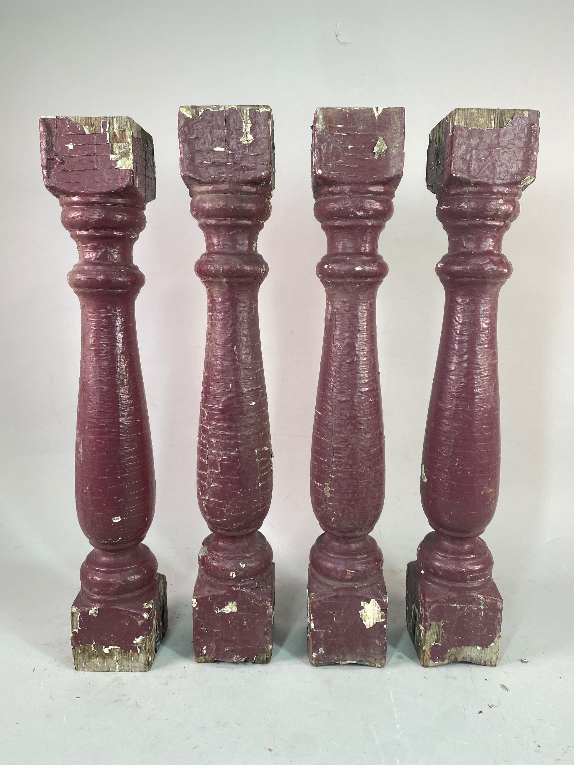 Balusters - 4 Vintage Burgundy Wood Balusters, Reclaimed Spindles, Architectural Salvage, O by The Old Grainery (Architect...