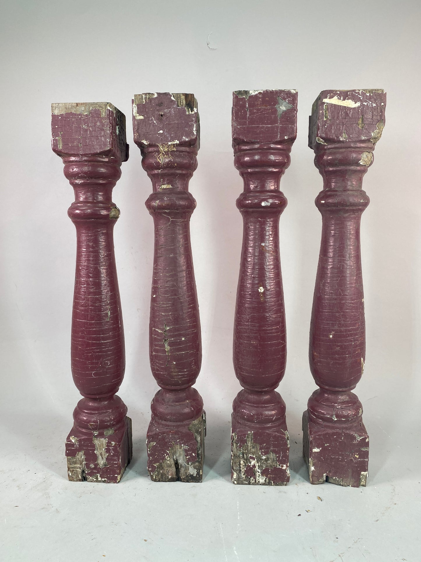 Balusters - 4 Vintage Burgundy Wood Balusters, Reclaimed Spindles, Architectural Salvage, O by The Old Grainery (Architect...