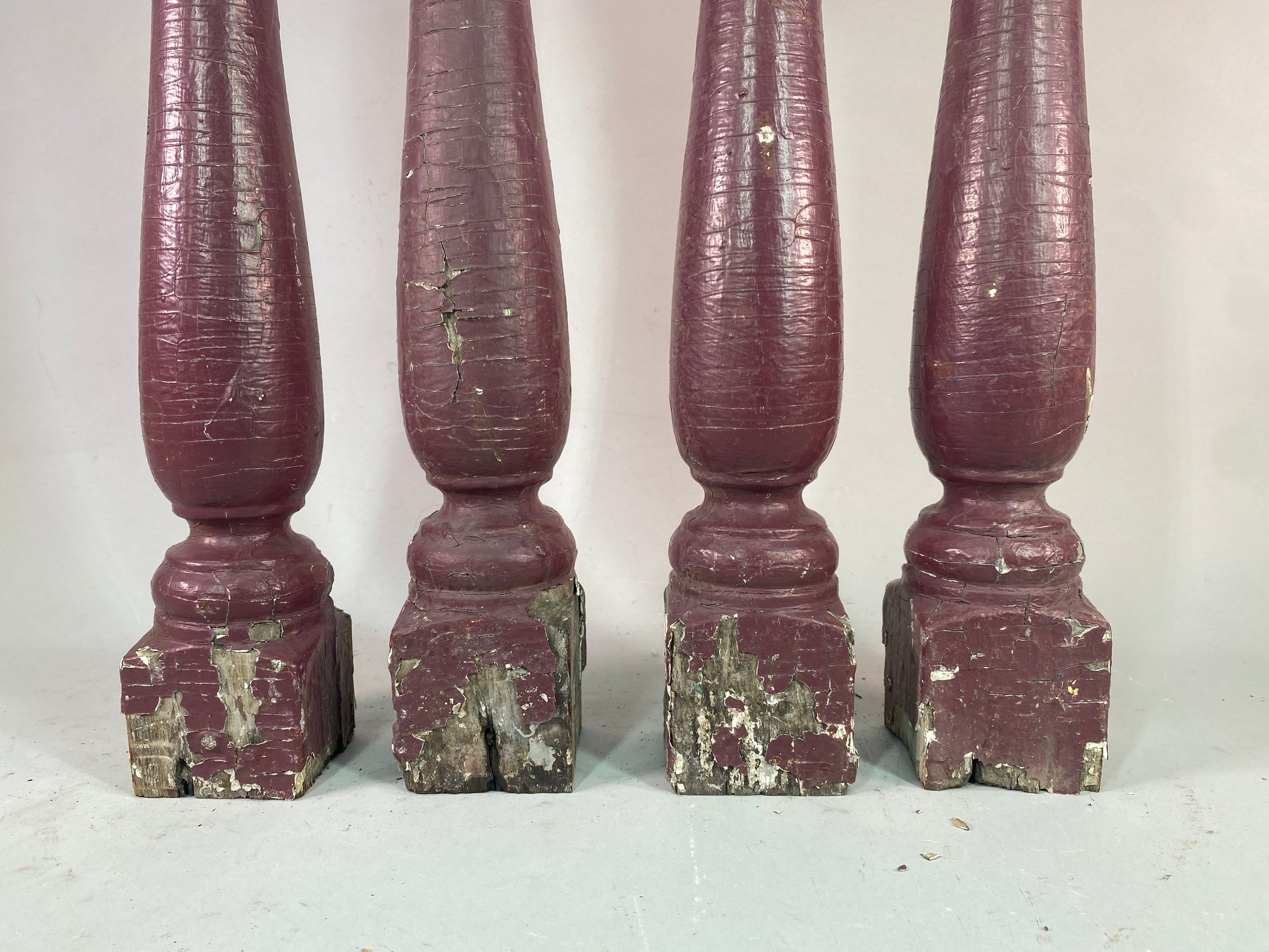 Balusters - 4 Vintage Burgundy Wood Balusters, Reclaimed Spindles, Architectural Salvage, O by The Old Grainery (Architect...