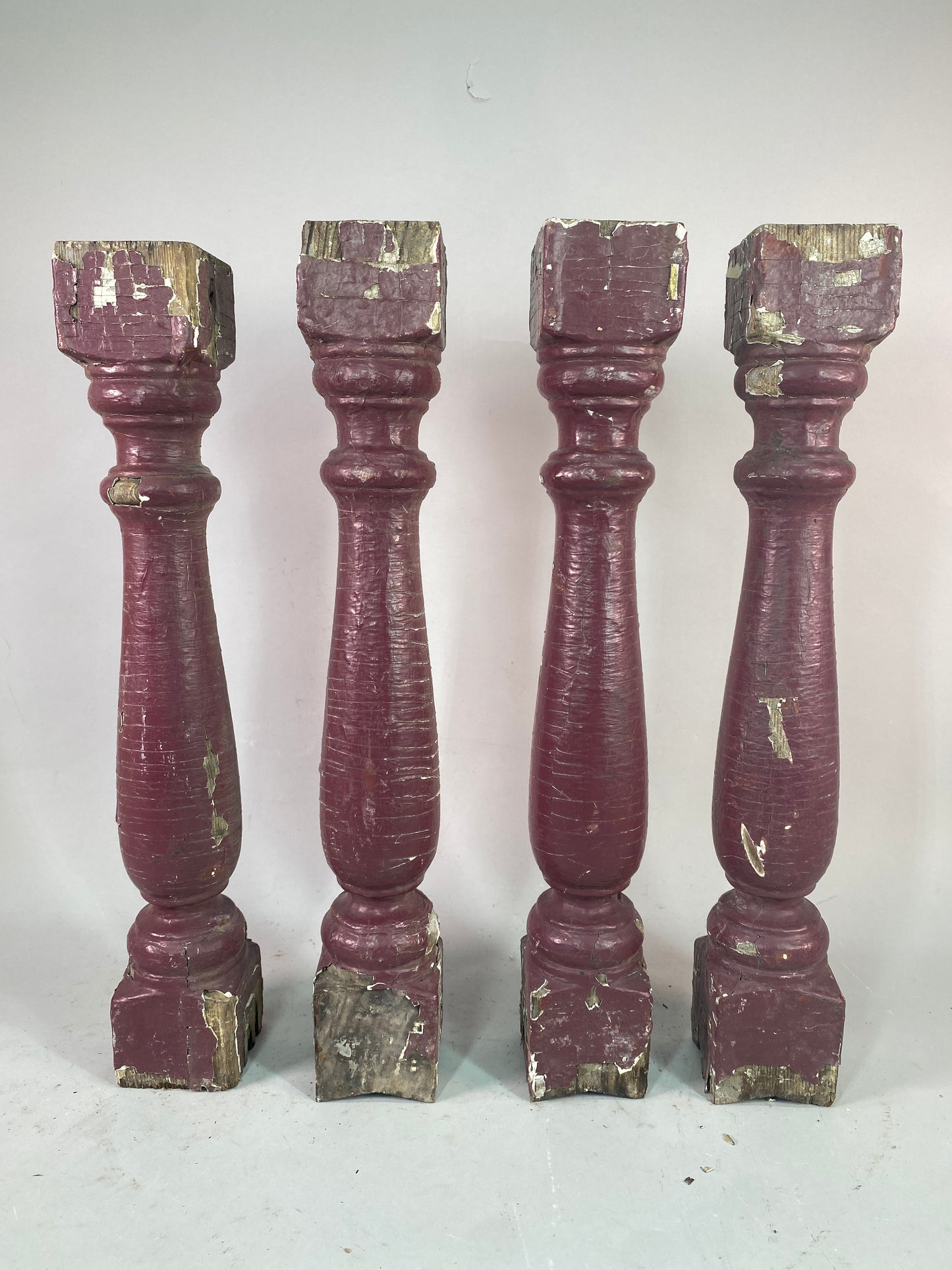 Balusters - 4 Vintage Burgundy Wood Balusters, Reclaimed Spindles, Architectural Salvage, O by The Old Grainery (Architect...