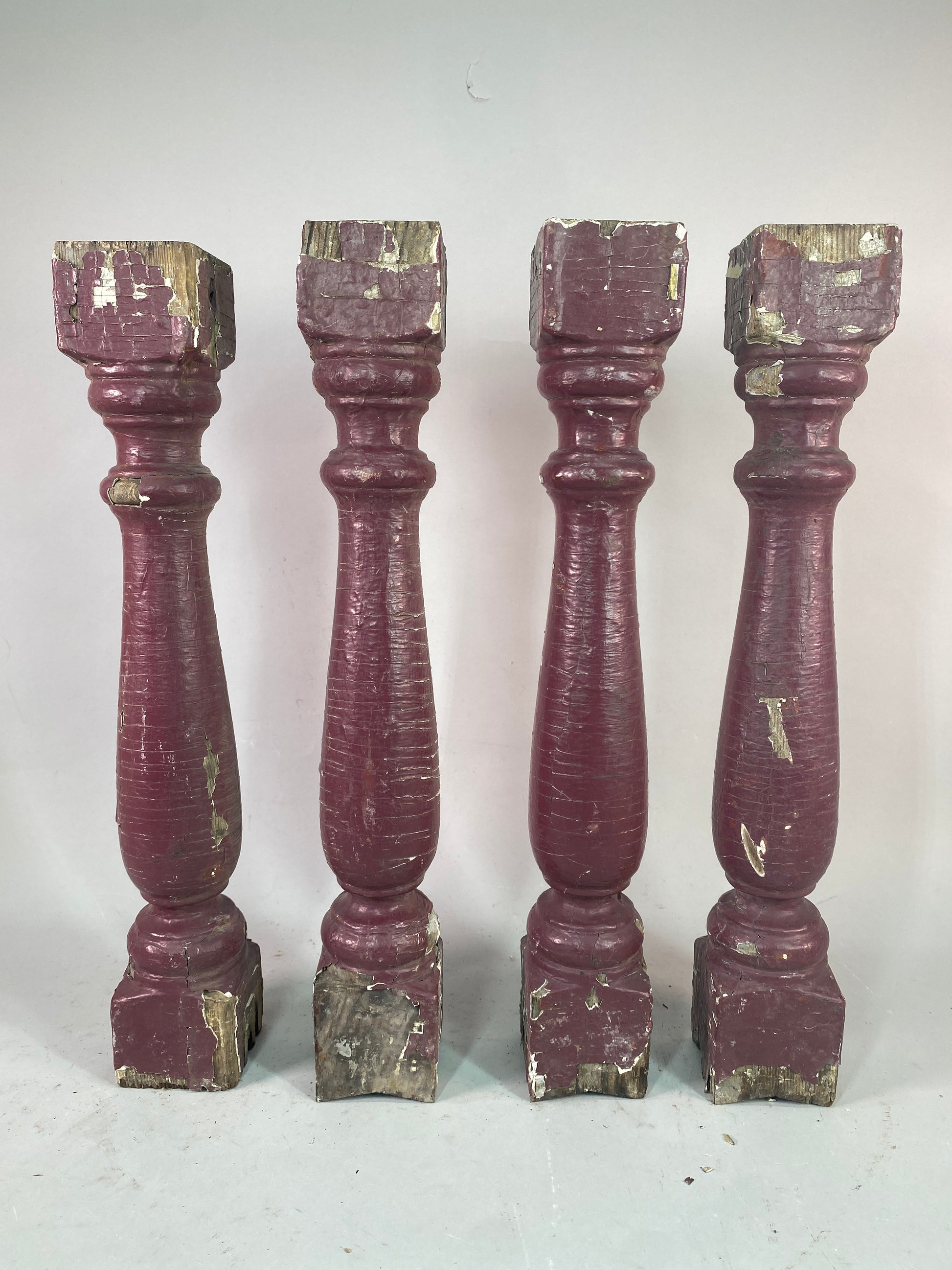 Balusters - 4 Vintage Burgundy Wood Balusters, Reclaimed Spindles, Architectural Salvage, O by The Old Grainery (Architect...