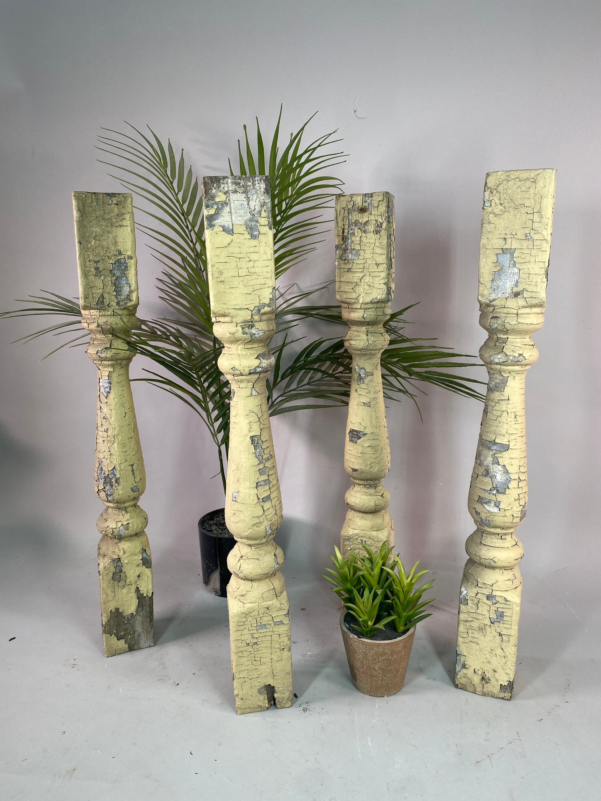Balusters - 4 Vintage Yellow Wood Balusters, Reclaimed Spindles, Architectural Salvage, A by The Old Grainery (Architectur...