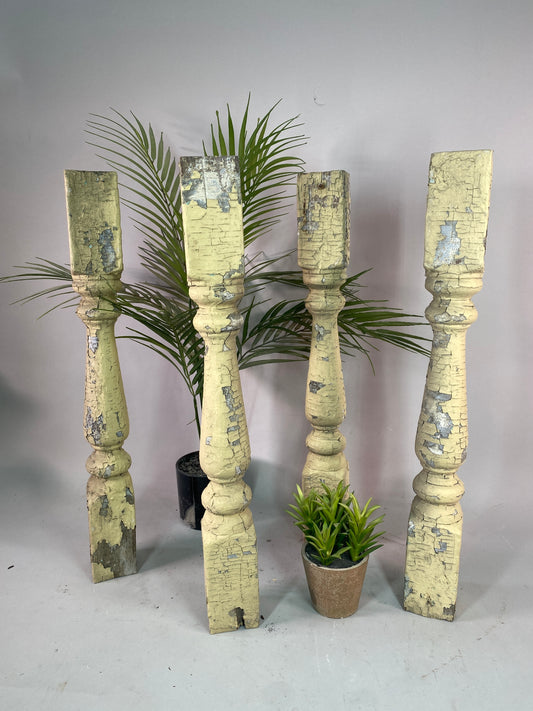 Balusters - 4 Vintage Yellow Wood Balusters, Reclaimed Spindles, Architectural Salvage, A by The Old Grainery (Architectur...
