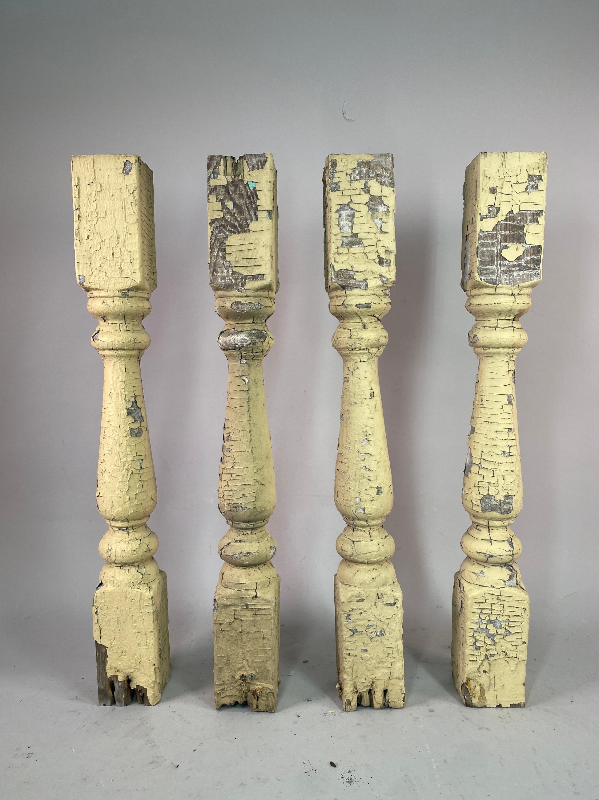 Balusters - 4 Vintage Yellow Wood Balusters, Reclaimed Spindles, Architectural Salvage, A by The Old Grainery (Architectur...