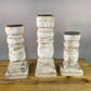 Home Goods - Set 3 White Wooden Pillar Candlestick Holders, Mantel Decor, Table Centerpiece, by The Old Grainery (candle c...