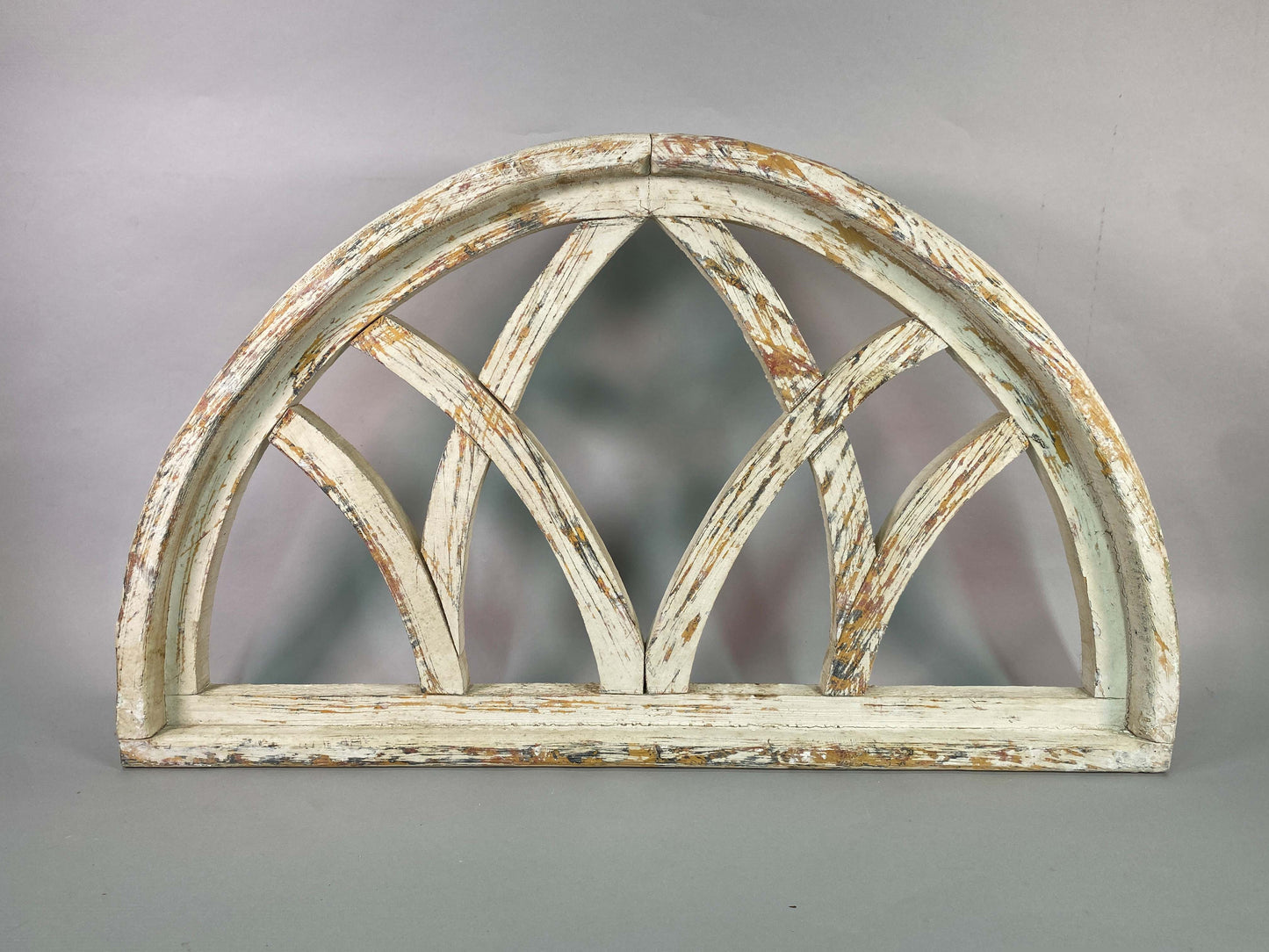 Windows - Half Arched Distressed Farmhouse Cathedral Window, Rustic White Faux Frame by The Old Grainery (cathedral, churc...