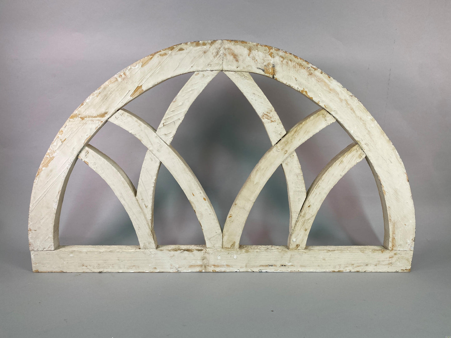 Windows - Half Arched Distressed Farmhouse Cathedral Window, Rustic White Faux Frame by The Old Grainery (cathedral, churc...