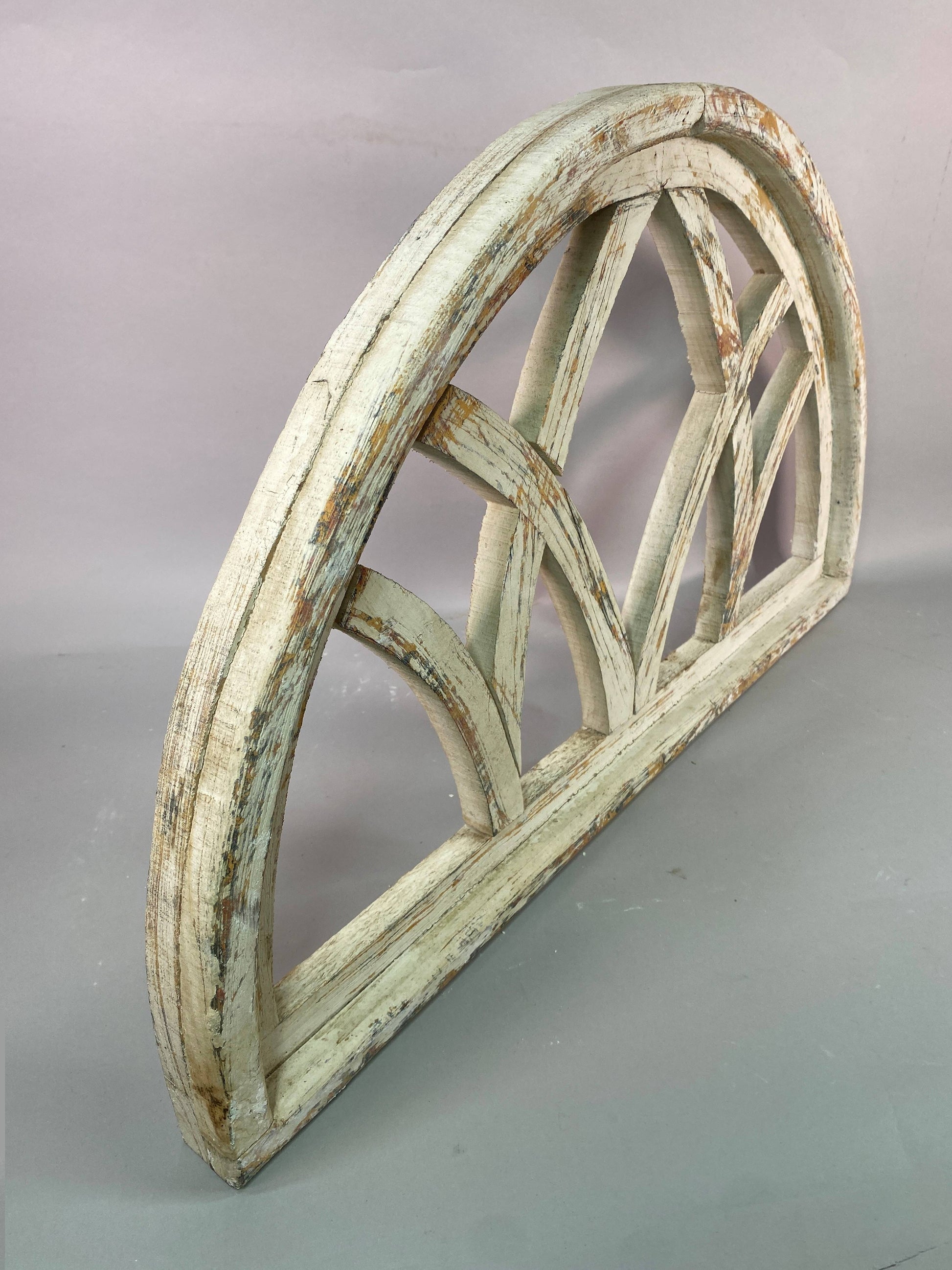 Windows - Half Arched Distressed Farmhouse Cathedral Window, Rustic White Faux Frame by The Old Grainery (cathedral, churc...
