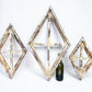 Set 3 Diamond Wood Window Frames, Distressed Farmhouse Decor, Antique Inspired