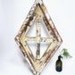 Set 3 Diamond Wood Window Frames, Distressed Farmhouse Decor, Antique Inspired