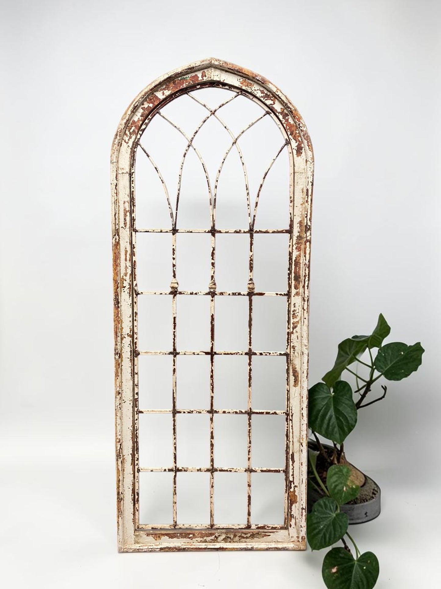 Windows - Large Wood Metal Arched Window Wall Decor, Rustic Farmhouse, Arched Church Frame by The Old Grainery (chippy pai...