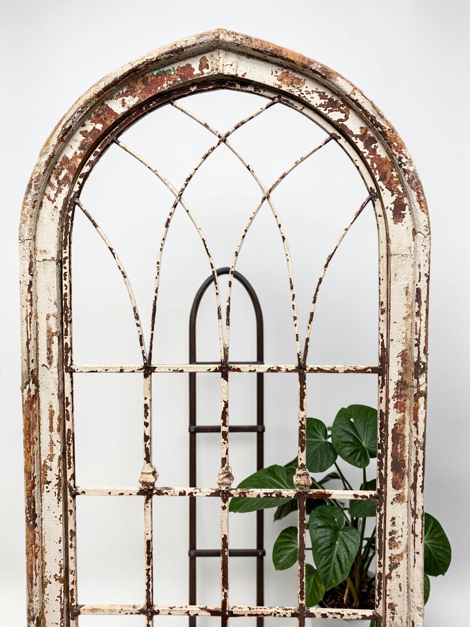 Windows - Large Wood Metal Arched Window Wall Decor, Rustic Farmhouse, Arched Church Frame by The Old Grainery (chippy pai...