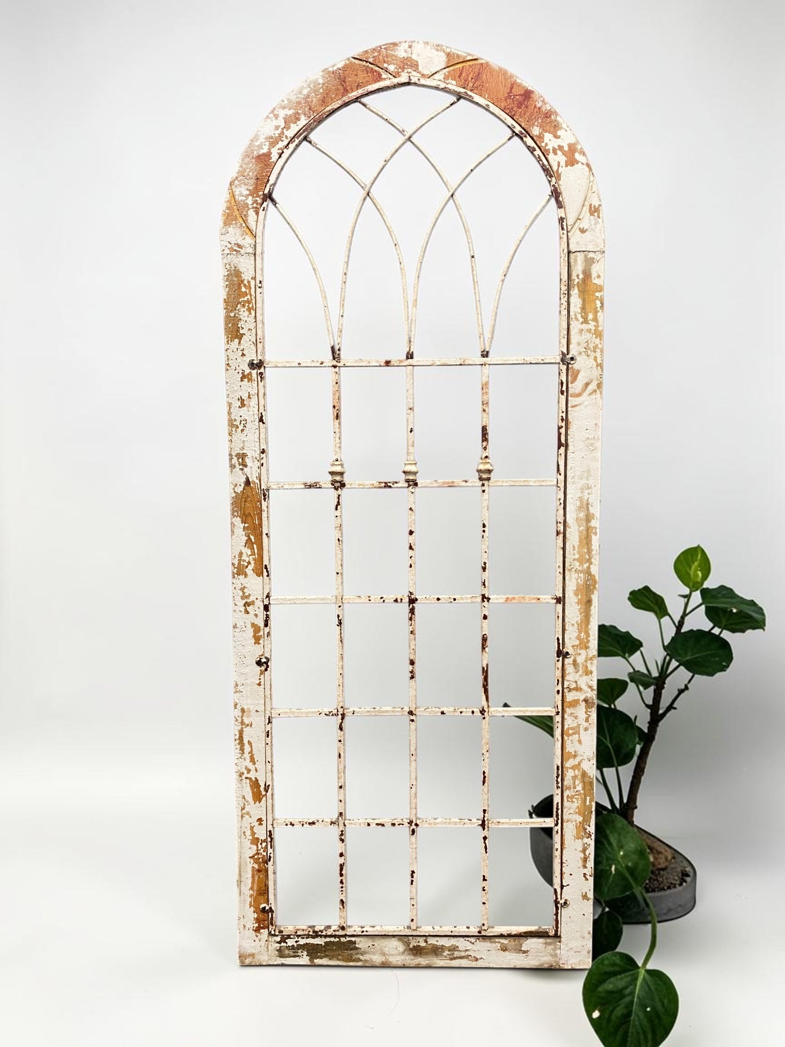 Windows - Large Wood Metal Arched Window Wall Decor, Rustic Farmhouse, Arched Church Frame by The Old Grainery (chippy pai...