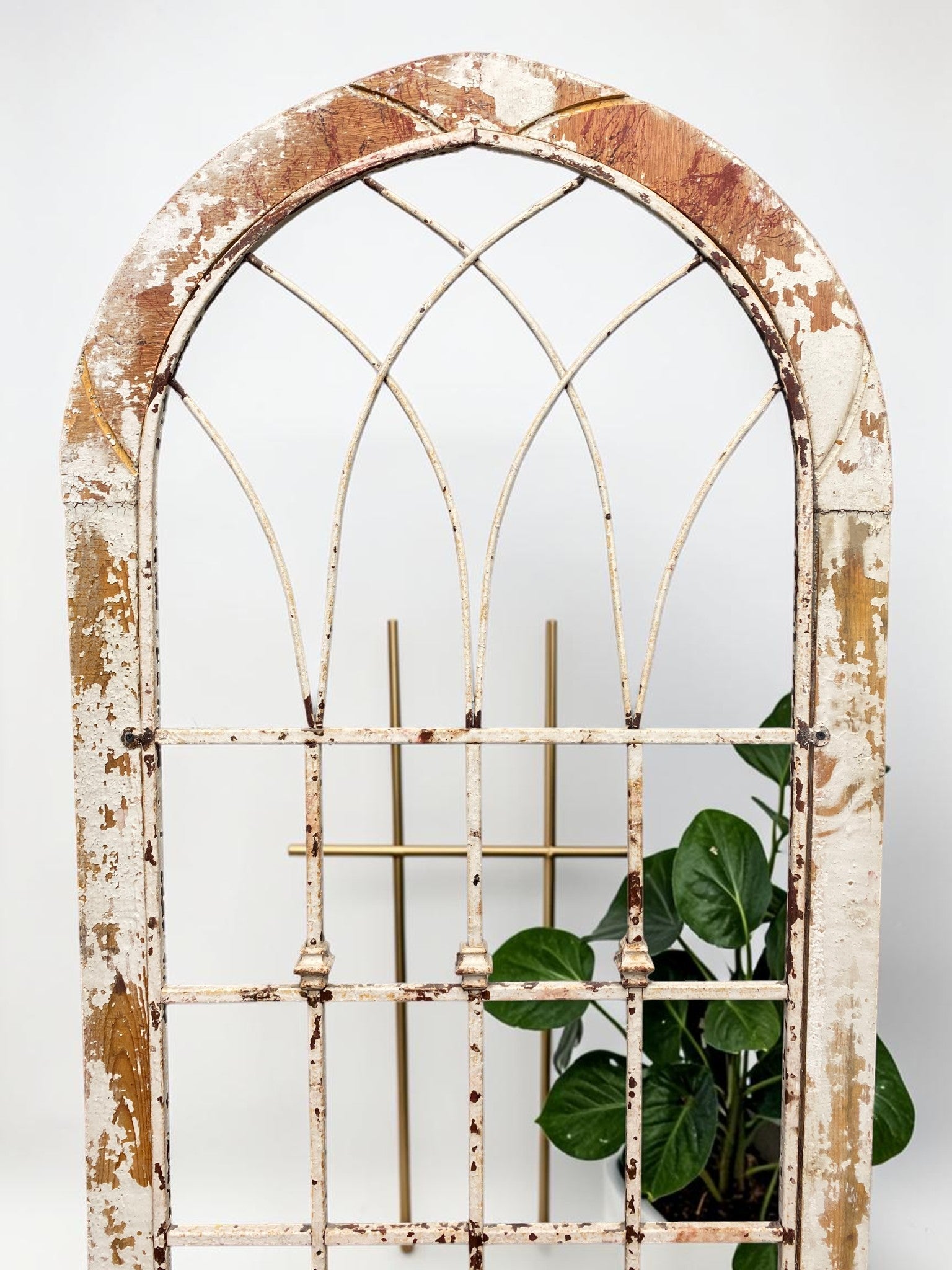 Windows - Large Wood Metal Arched Window Wall Decor, Rustic Farmhouse, Arched Church Frame by The Old Grainery (chippy pai...