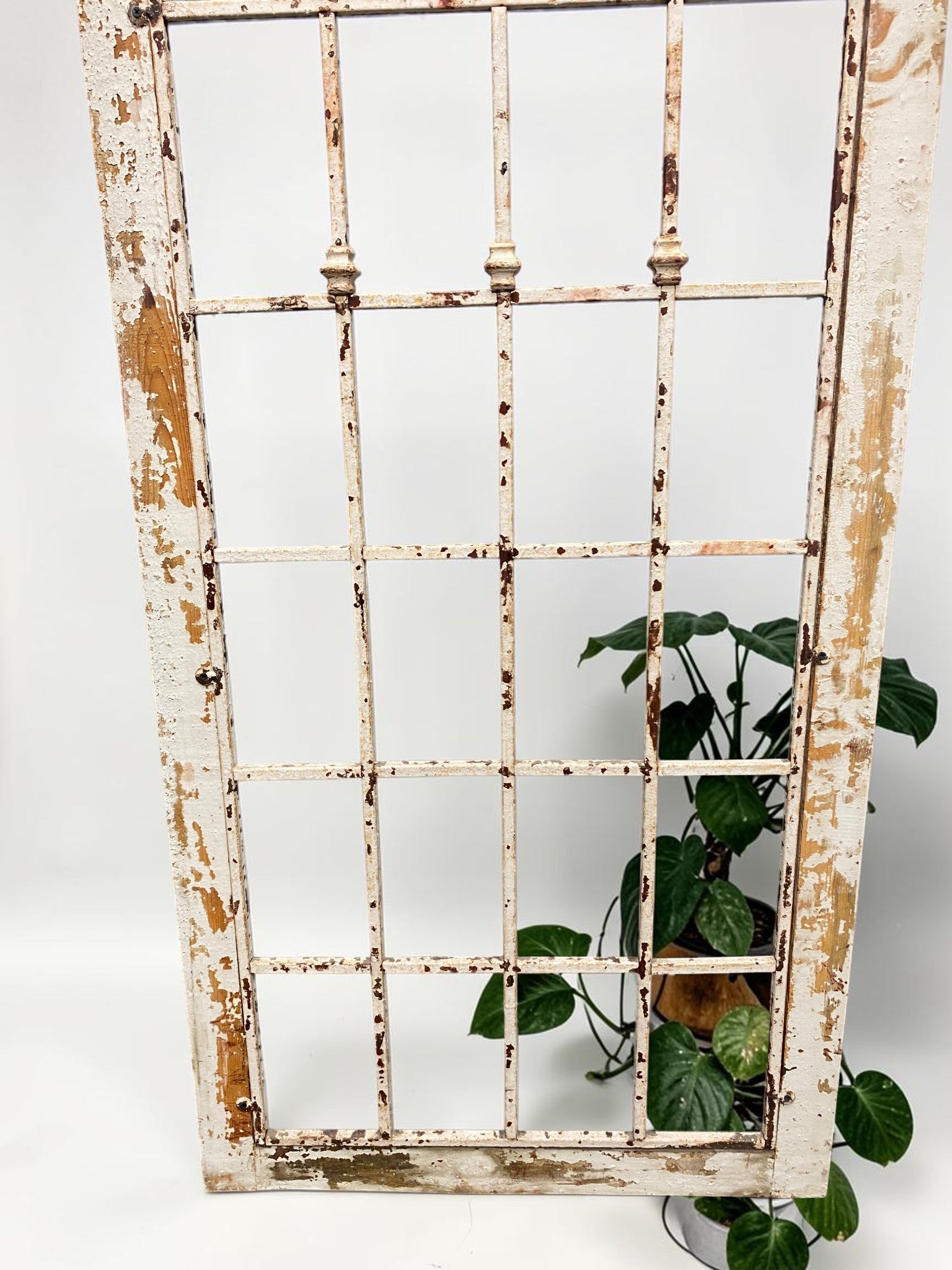 Windows - Large Wood Metal Arched Window Wall Decor, Rustic Farmhouse, Arched Church Frame by The Old Grainery (chippy pai...