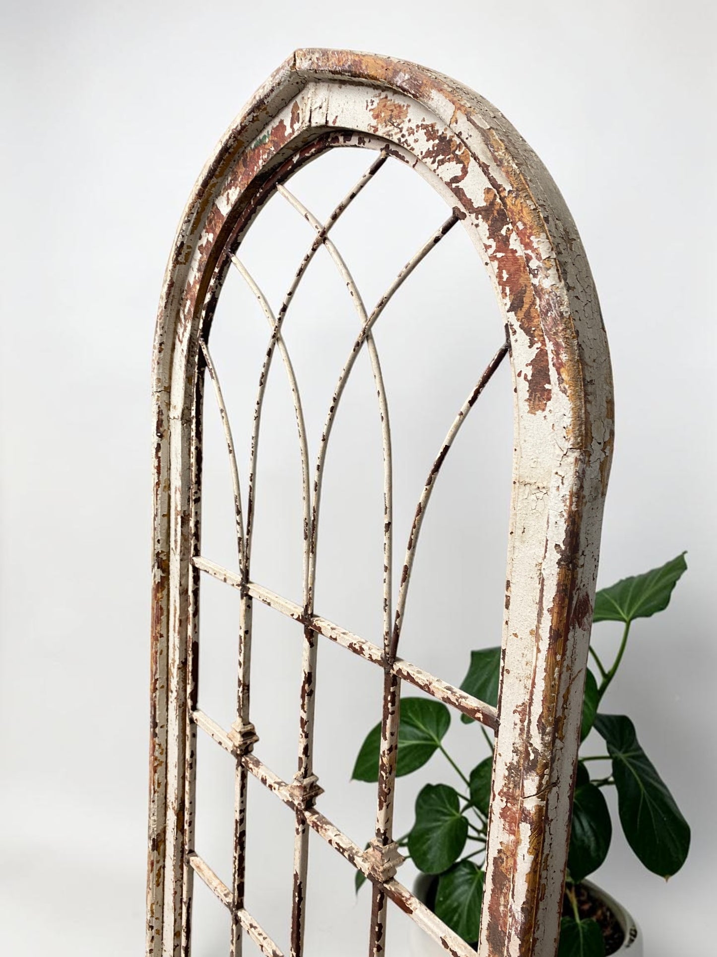 Windows - Large Wood Metal Arched Window Wall Decor, Rustic Farmhouse, Arched Church Frame by The Old Grainery (chippy pai...