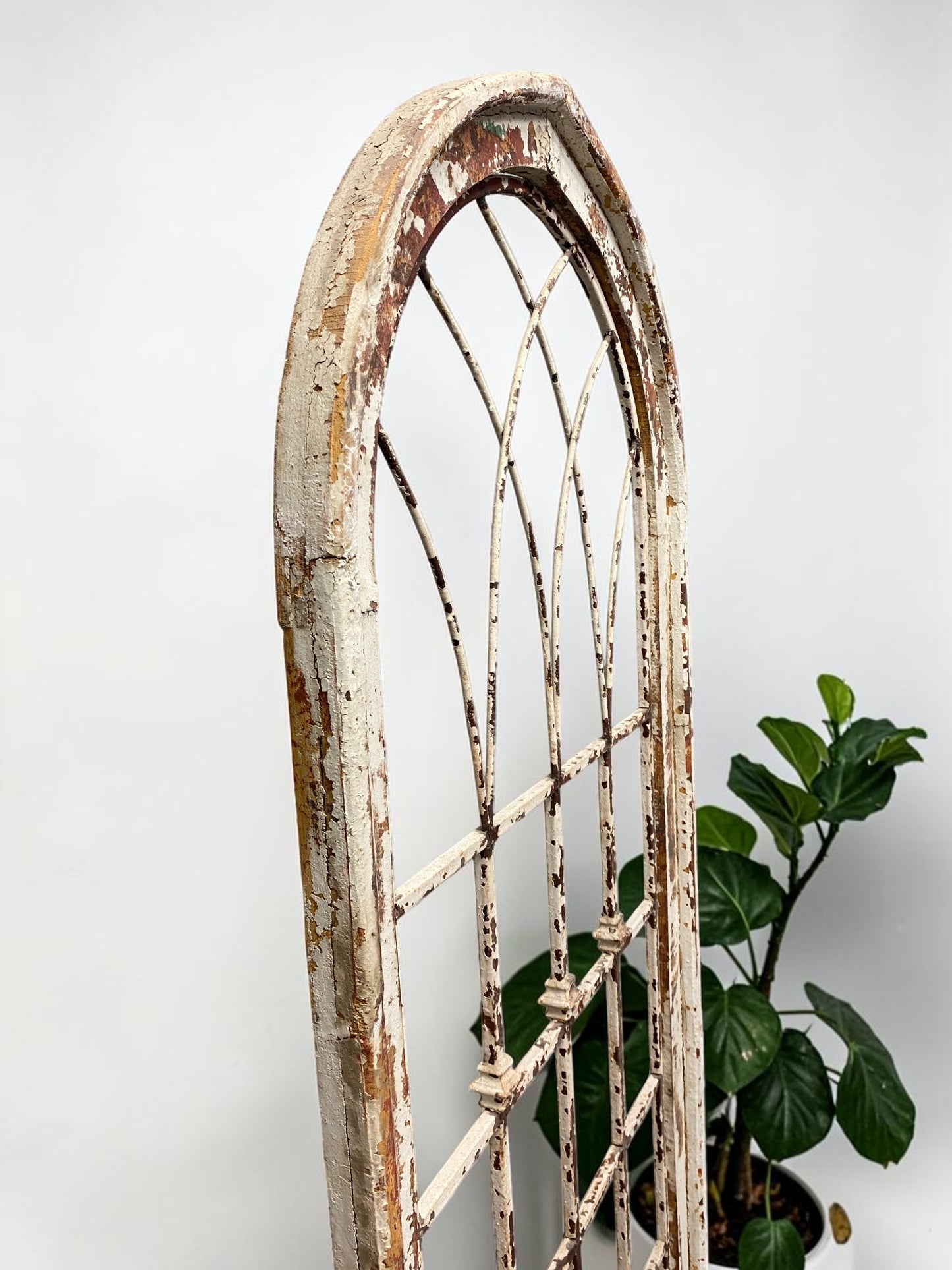 Windows - Large Wood Metal Arched Window Wall Decor, Rustic Farmhouse, Arched Church Frame by The Old Grainery (chippy pai...