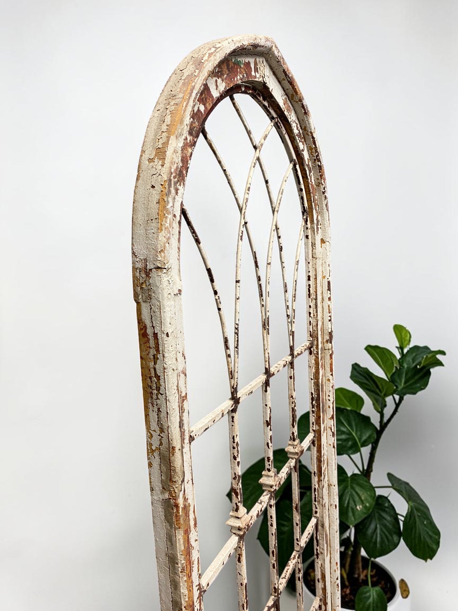 Windows - Large Wood Metal Arched Window Wall Decor, Rustic Farmhouse, Arched Church Frame by The Old Grainery (chippy pai...