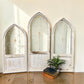 Windows - 3 French Country Wood Metal Arched Window Frame, Distressed Farmhouse Decor by The Old Grainery (arched, church...