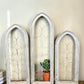 Set 3 XL Arched Wood Metal Gothic Window Frames, Rustic Farmhouse Decor Set