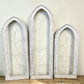 Set 3 XL Arched Wood Metal Gothic Window Frames, Rustic Farmhouse Decor Set